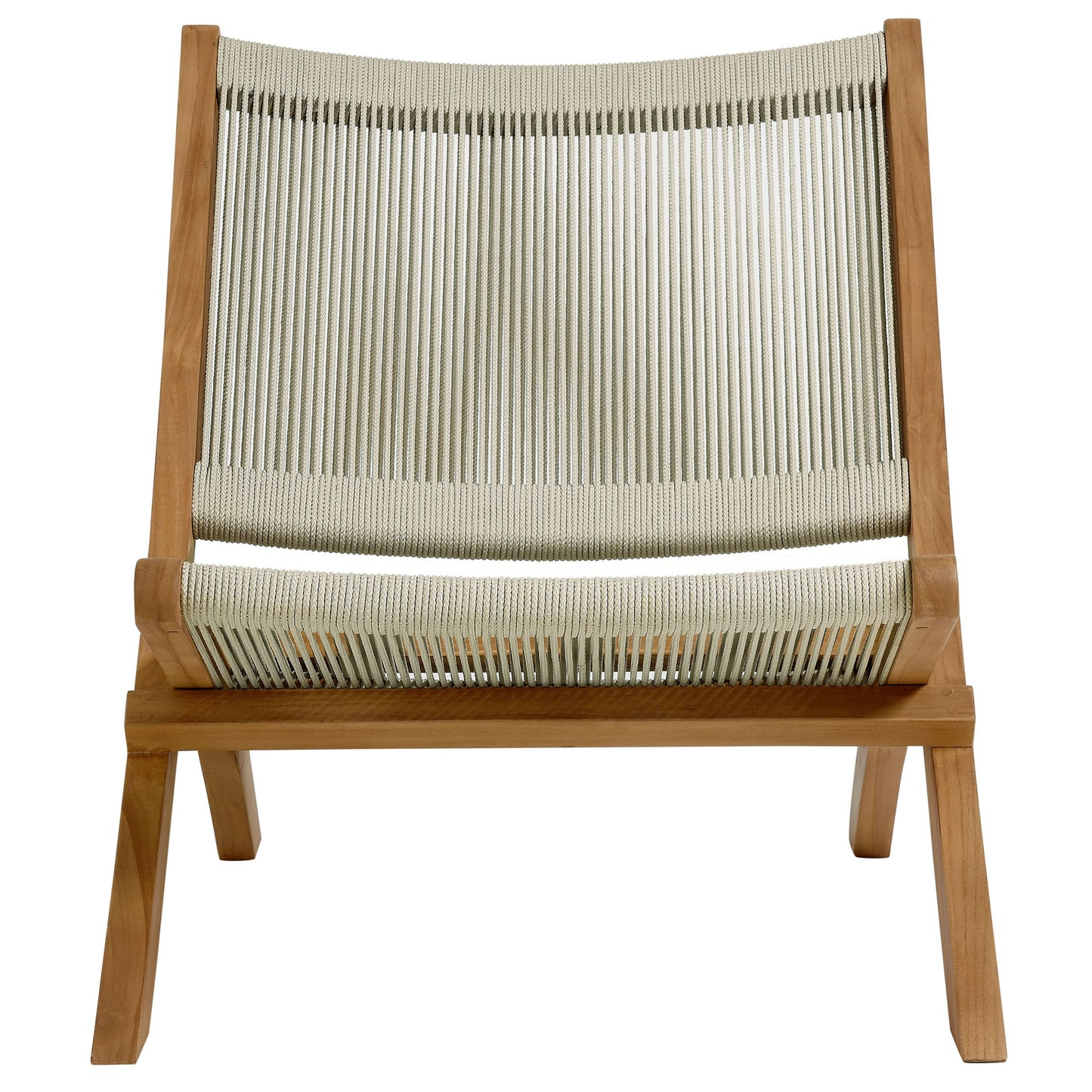 Vienna 3-Piece Outdoor Patio Teak and Rope Folding Lounge Chairs and Side Table by Modway EEI-6937-NAT-NAT