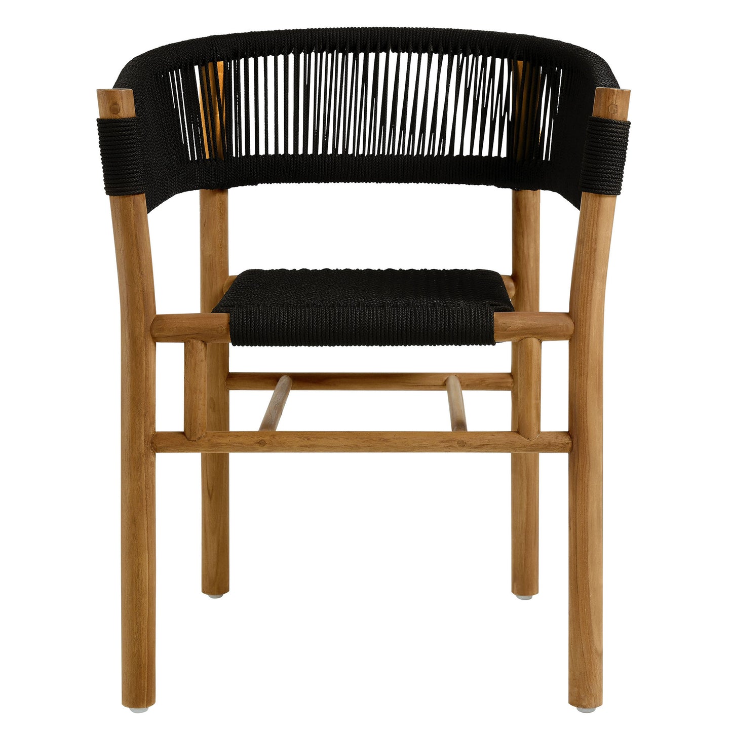 Vienna 7-Piece Outdoor Patio Teak and Rope Dining Set with Curved-Back Armchairs by Modway