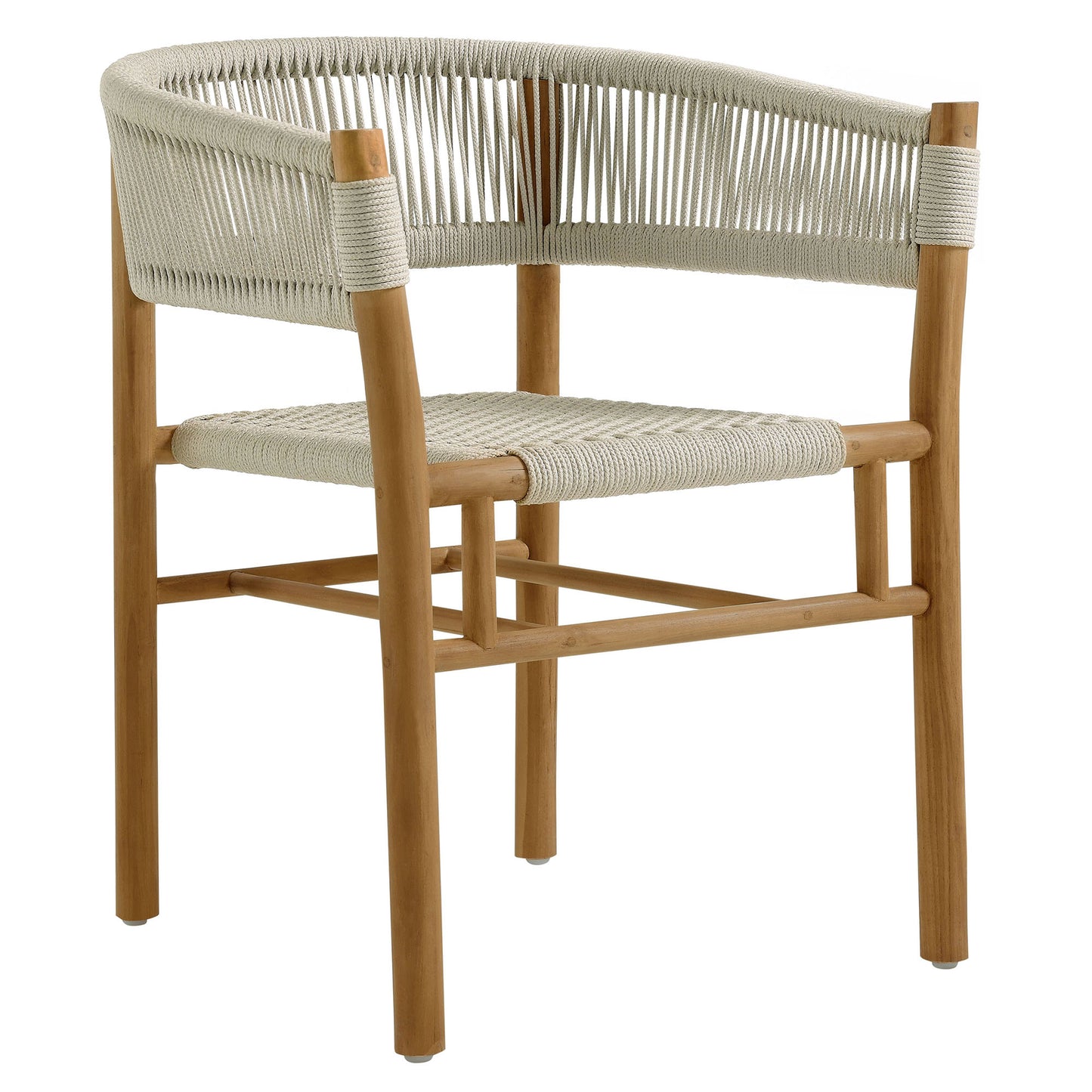 Vienna 7-Piece Outdoor Patio Teak and Rope Dining Set with Curved-Back Armchairs by Modway EEI-6930-NAT-NAT