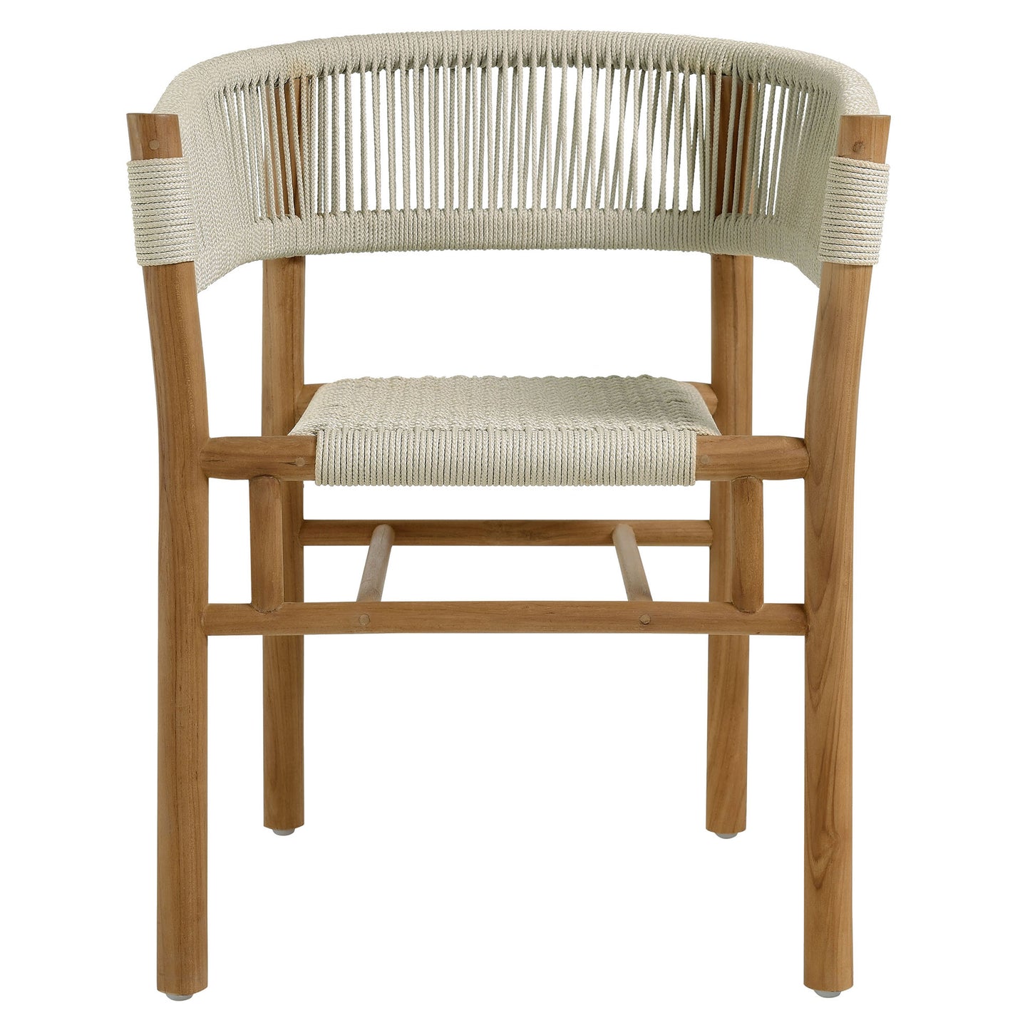 Vienna 5-Piece Outdoor Patio Teak and Rope Dining Set with Curved-Back Armchairs by Modway EEI-6933-NAT-NAT
