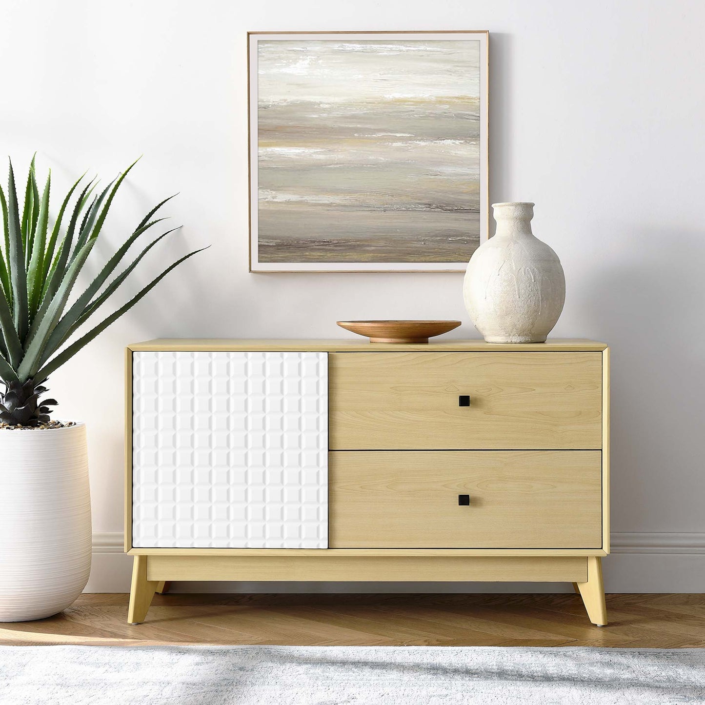 Nectar 43" Wood Grain Accent Cabinet by Modway EEI-6817-NAT-WHI