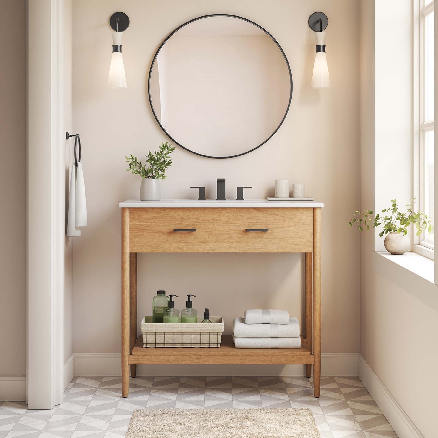 Zaire 36" Bathroom Vanity by Modway EEI-6822-NAT-WHI