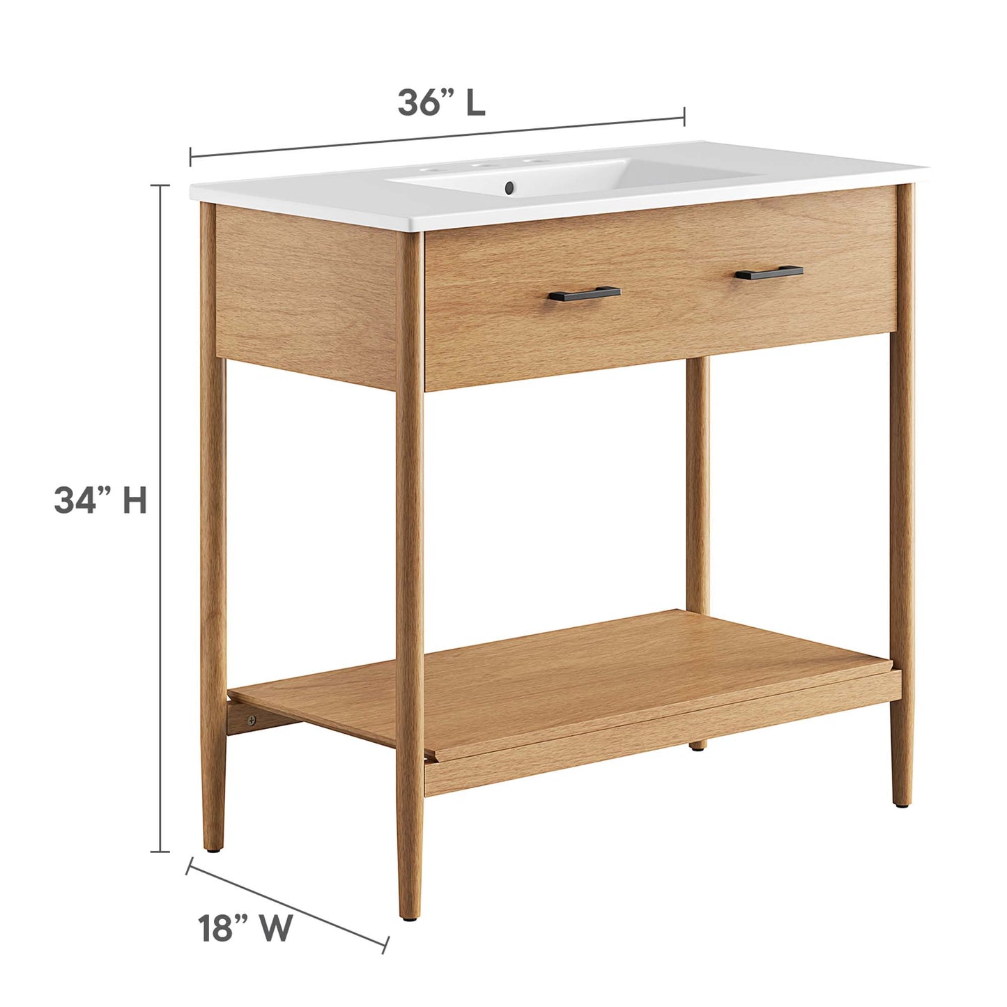 Zaire 36" Bathroom Vanity by Modway EEI-6822-NAT-WHI