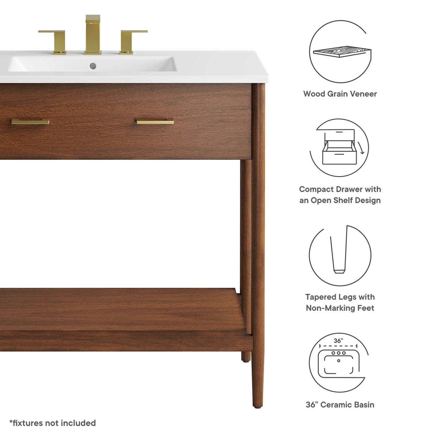 Zaire Bathroom Vanity by Modway - Available in 36" and 48" Sizes with Single and Double Sinks