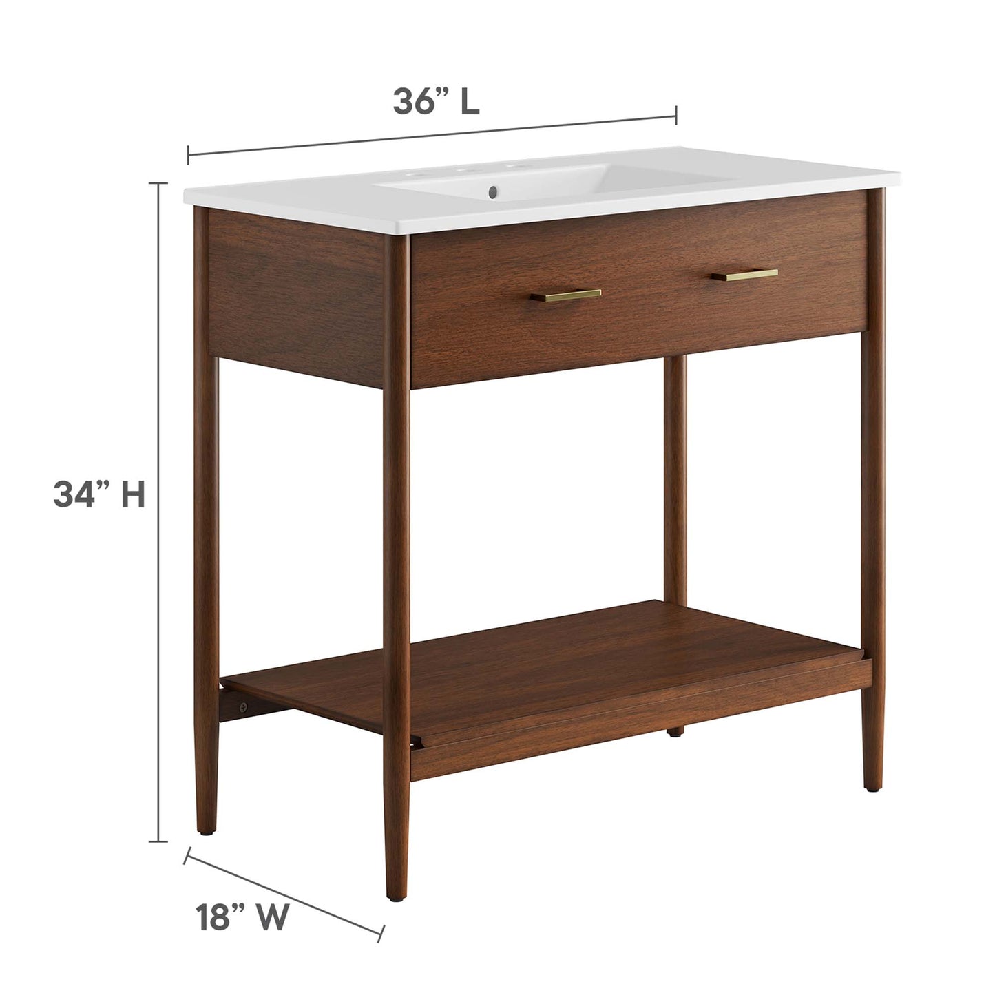 Zaire Bathroom Vanity by Modway - Available in 36" and 48" Sizes with Single and Double Sinks