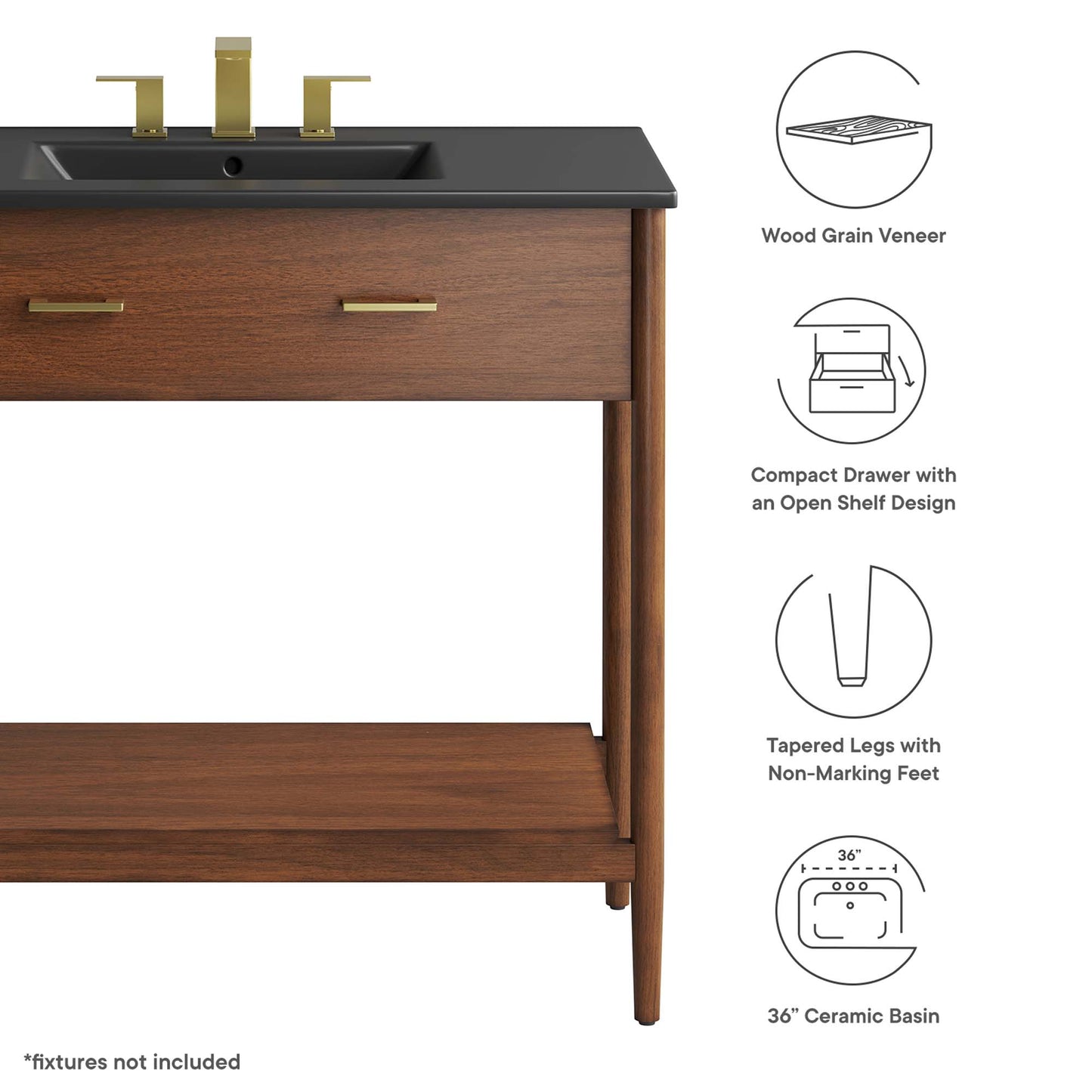 Zaire Bathroom Vanity by Modway - Available in 36" and 48" Sizes with Single and Double Sinks