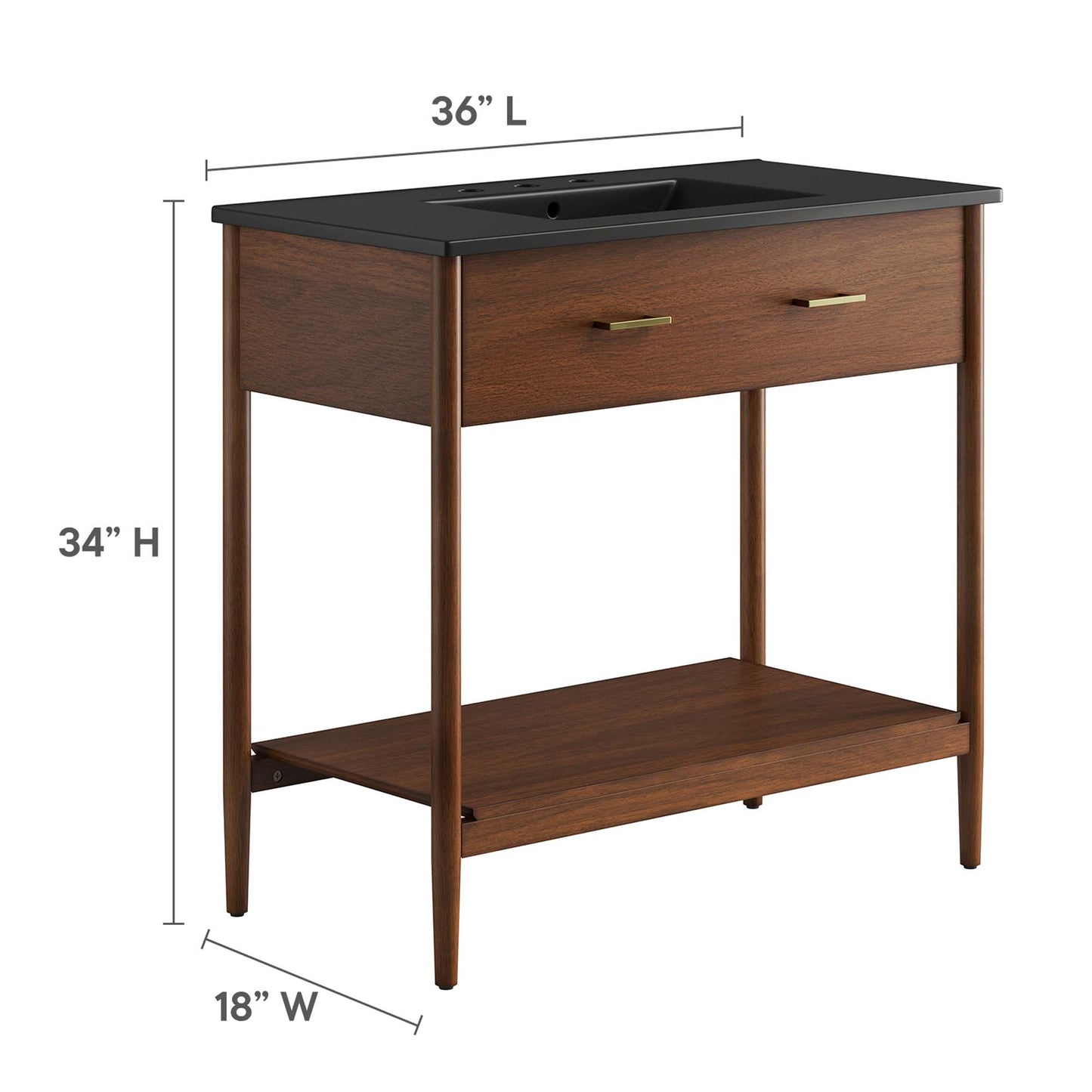 Zaire Bathroom Vanity by Modway - Available in 36" and 48" Sizes with Single and Double Sinks