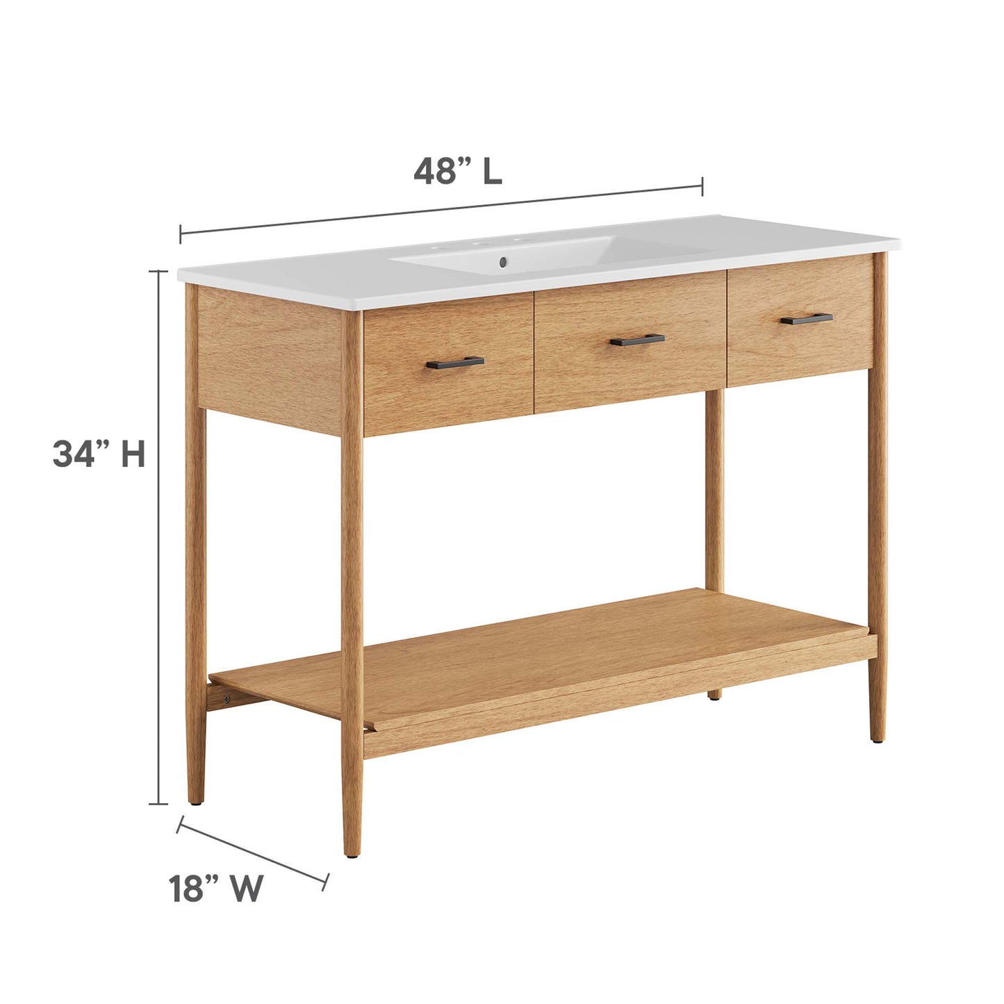 Zaire Bathroom Vanity by Modway - Available in 36" and 48" Sizes with Single and Double Sinks