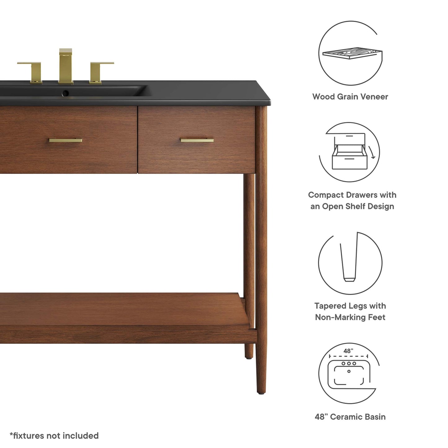 Zaire Bathroom Vanity by Modway - Available in 36" and 48" Sizes with Single and Double Sinks