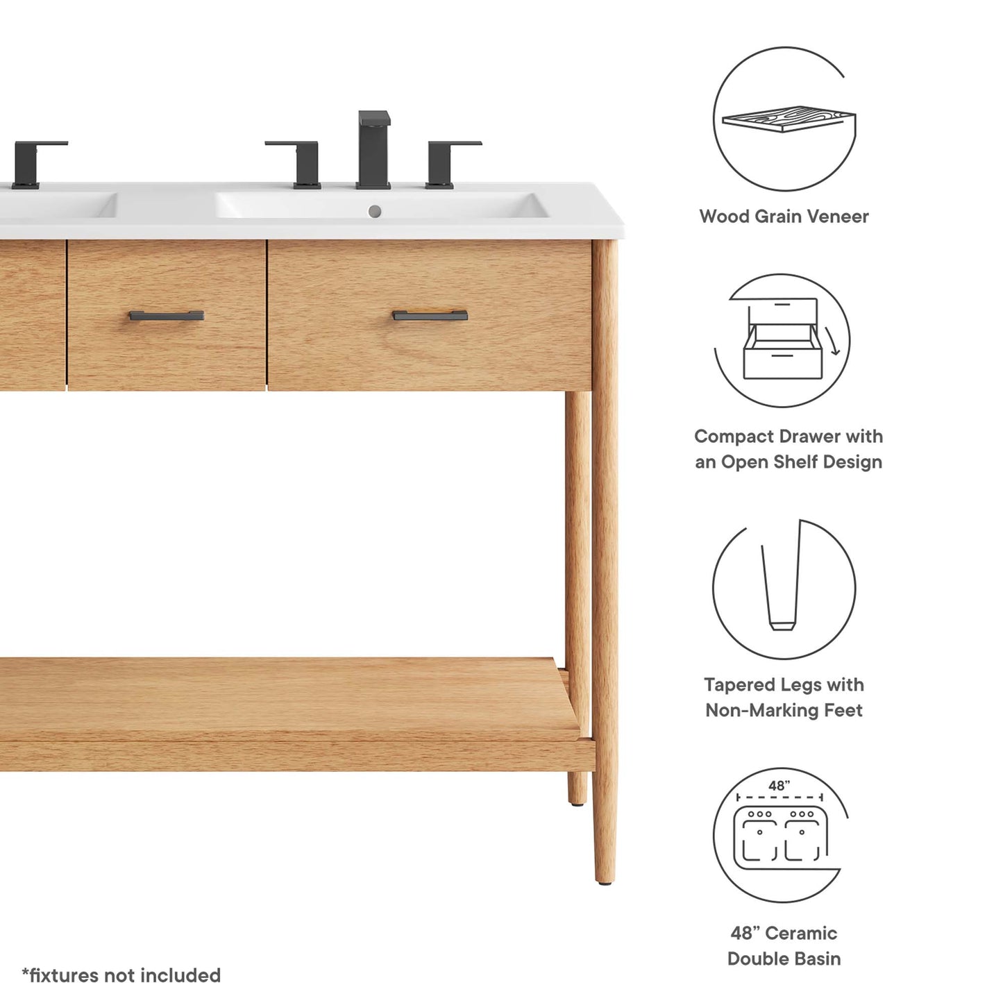 Zaire Bathroom Vanity by Modway - Available in 36" and 48" Sizes with Single and Double Sinks