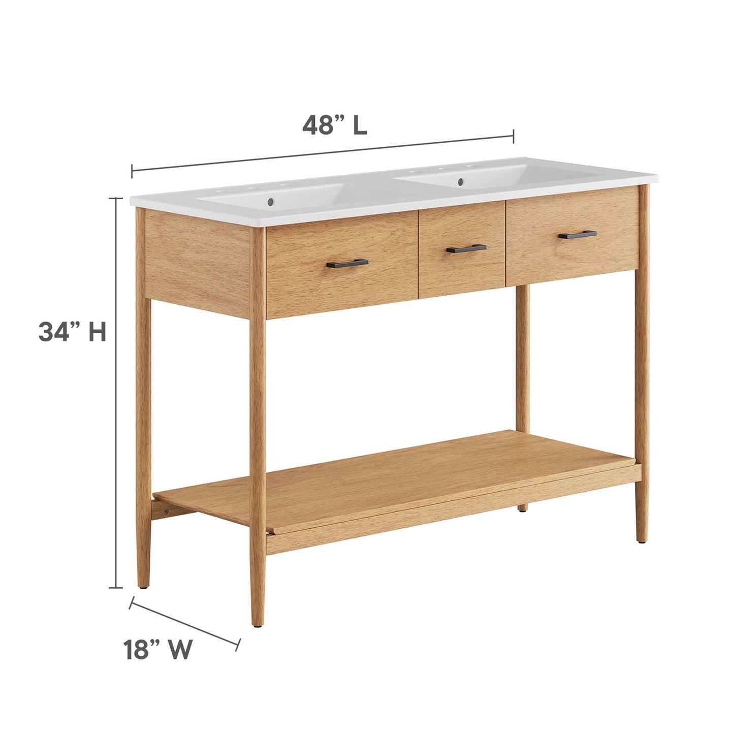 Zaire Bathroom Vanity by Modway - Available in 36" and 48" Sizes with Single and Double Sinks