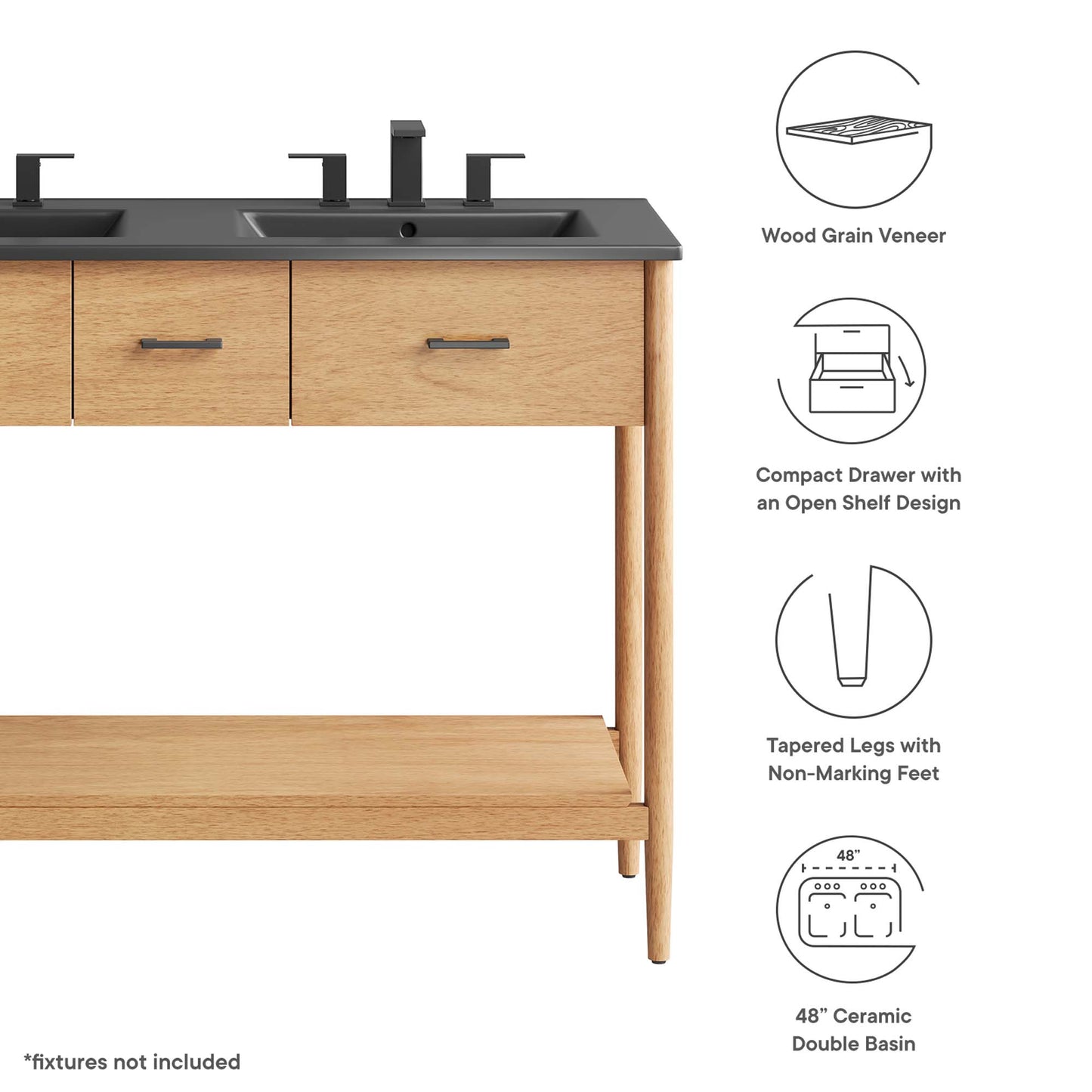 Zaire Bathroom Vanity by Modway - Available in 36" and 48" Sizes with Single and Double Sinks