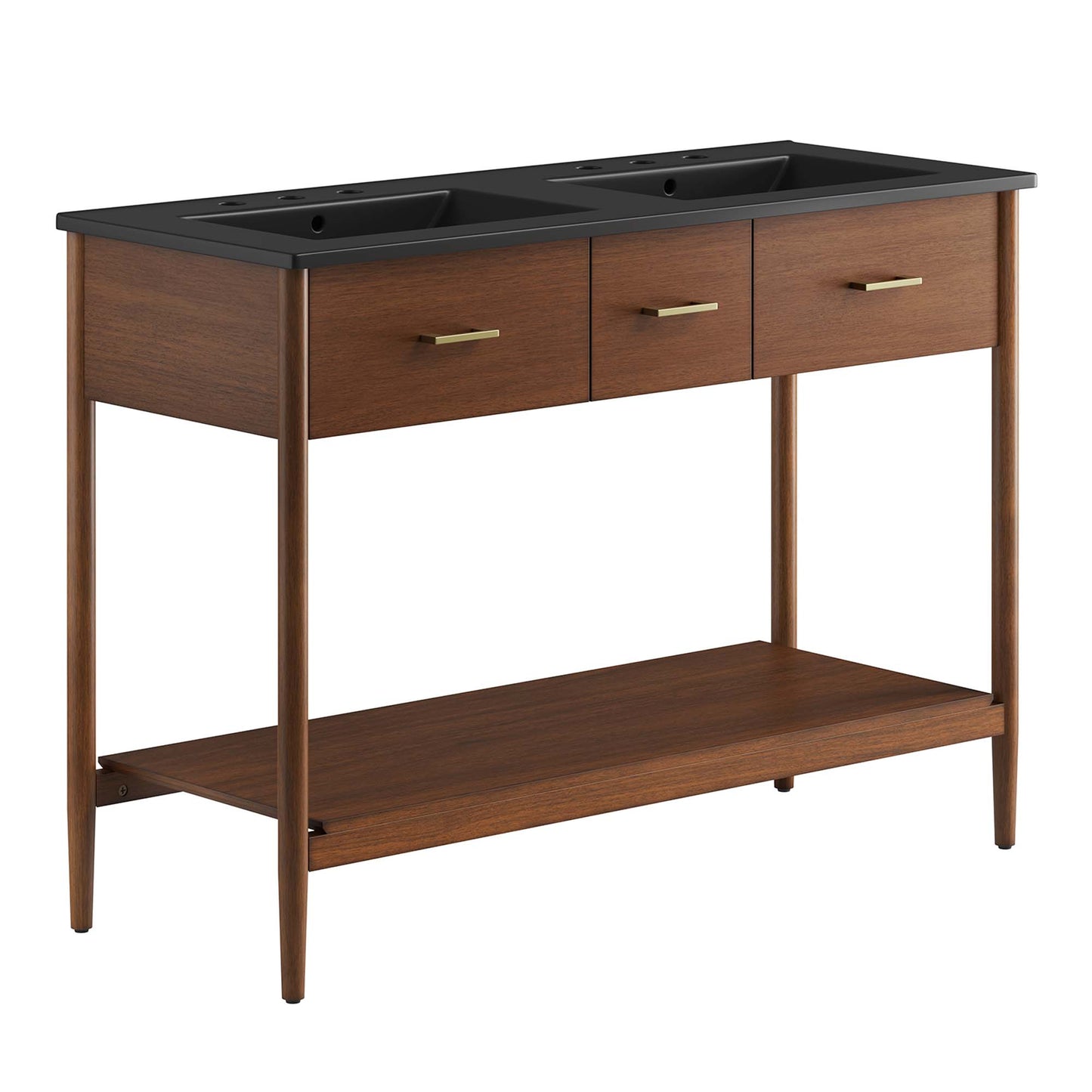Zaire 48" Double Sink Bathroom Vanity by Modway EEI-6827-WAL-BLK