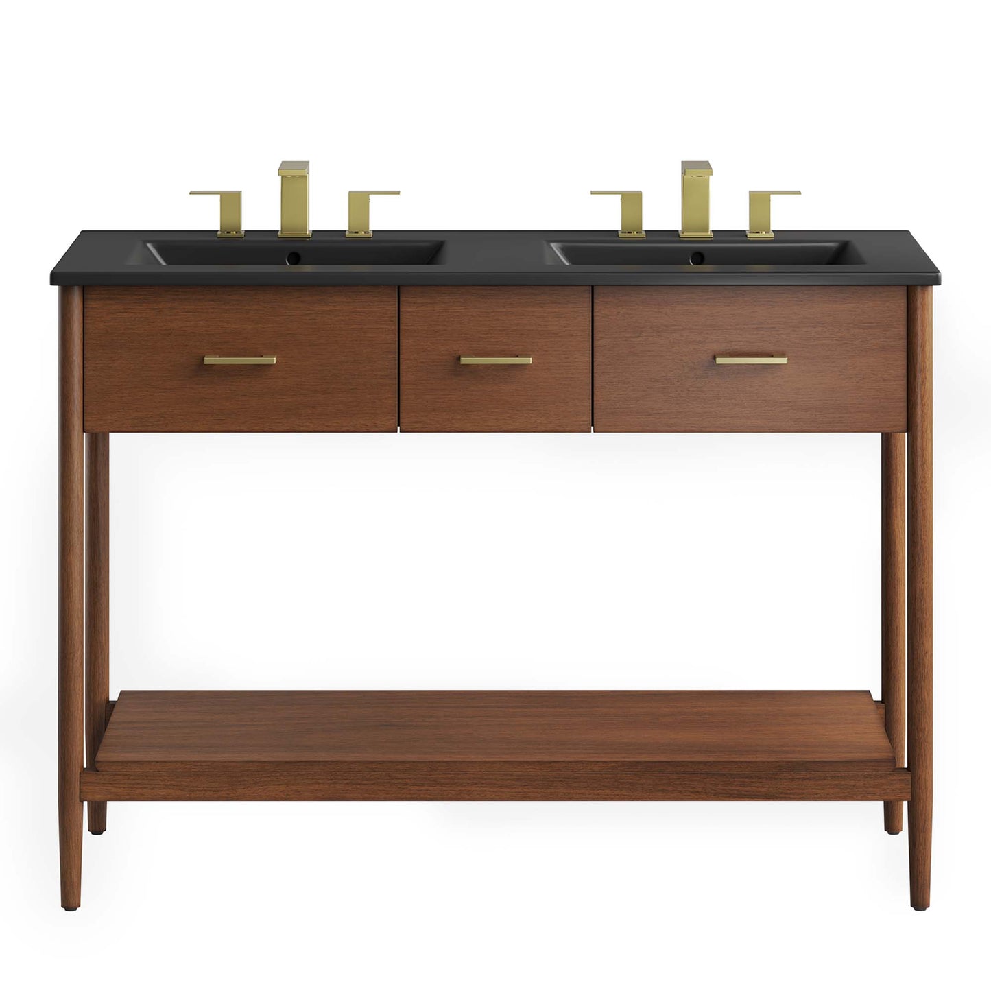 Zaire 48" Double Sink Bathroom Vanity by Modway EEI-6827-WAL-BLK