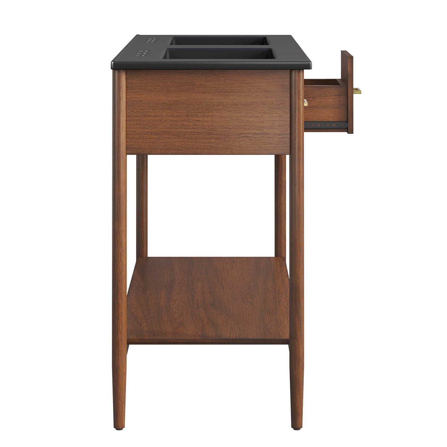 Zaire 48" Double Sink Bathroom Vanity by Modway EEI-6827-WAL-BLK