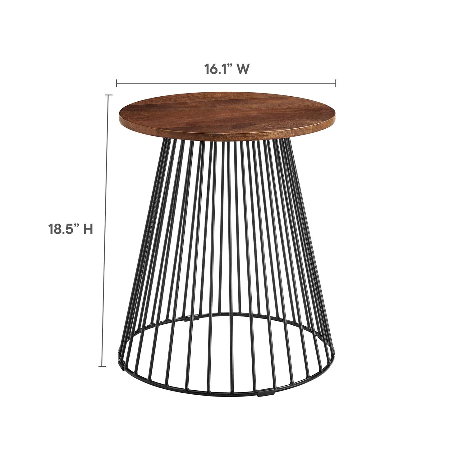 Valeo Round Wood and Metal Side Table by Modway EEI-6831-WAL