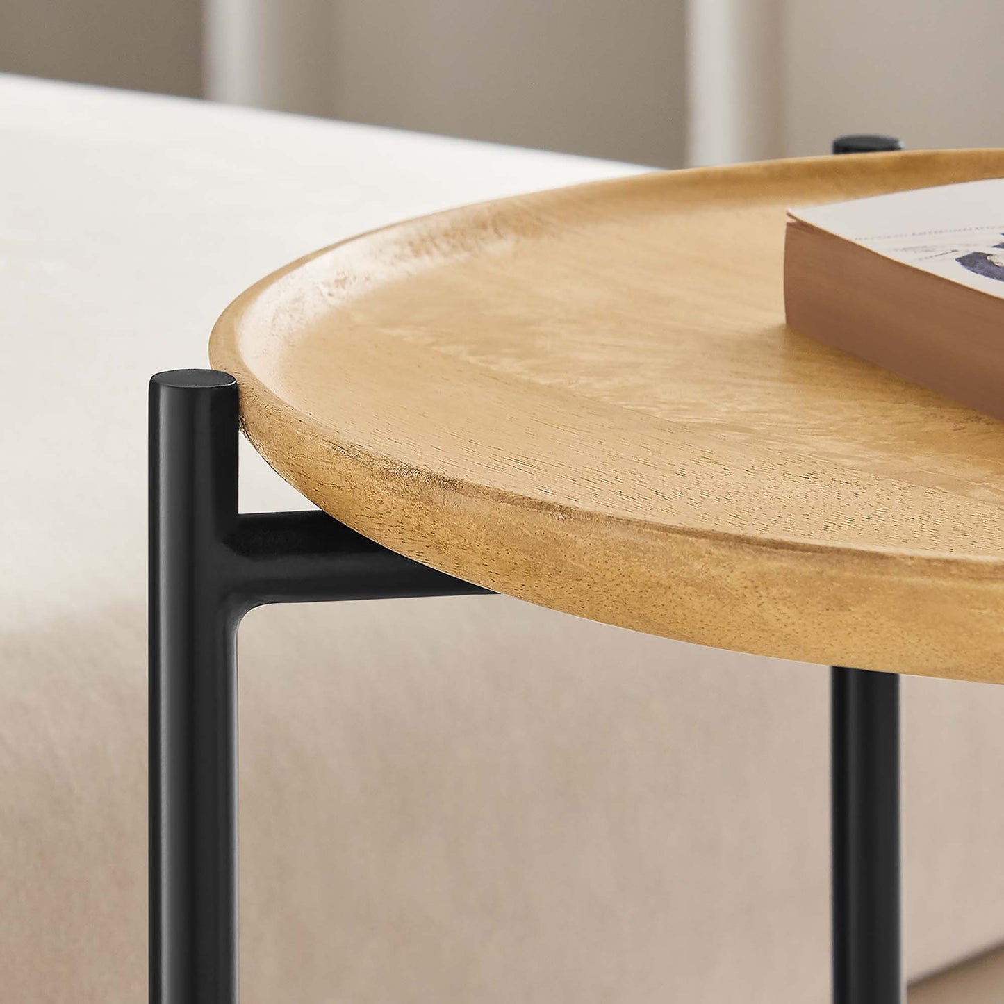 Xilo Round Wood and Metal Side Table by Modway EEI-6832-OAK