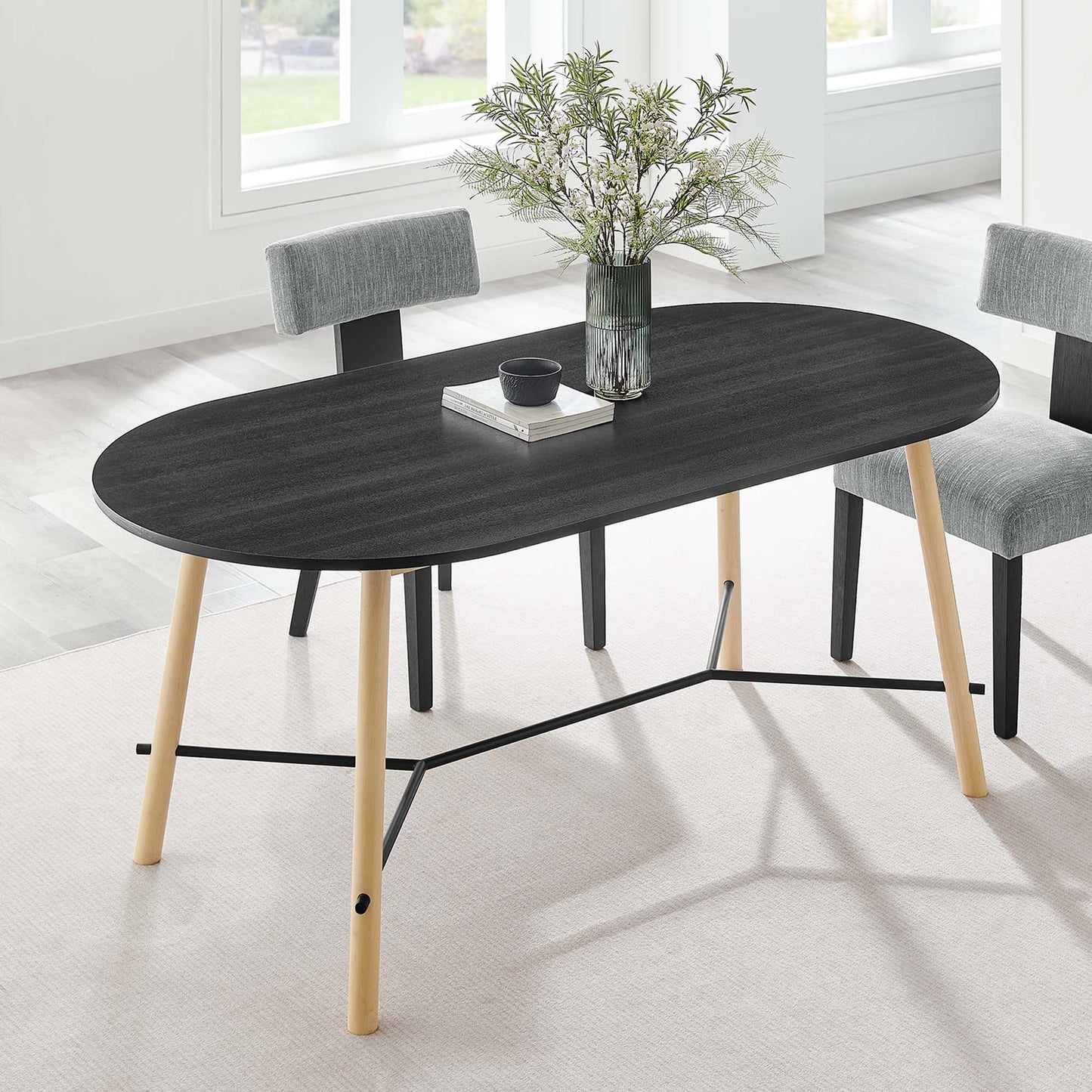 Infuse 71" Wood Grain Dining Table by Modway EEI-6836-BLK-OAK