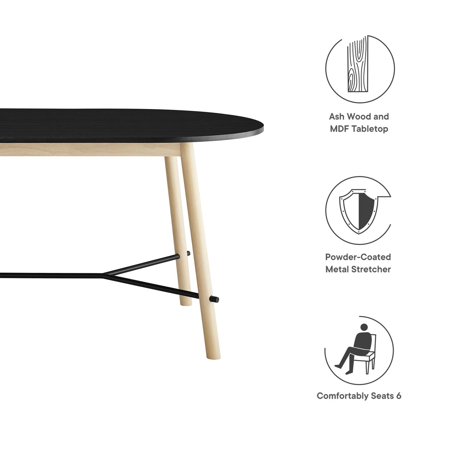 Infuse 71" Wood Grain Dining Table by Modway EEI-6836-BLK-OAK