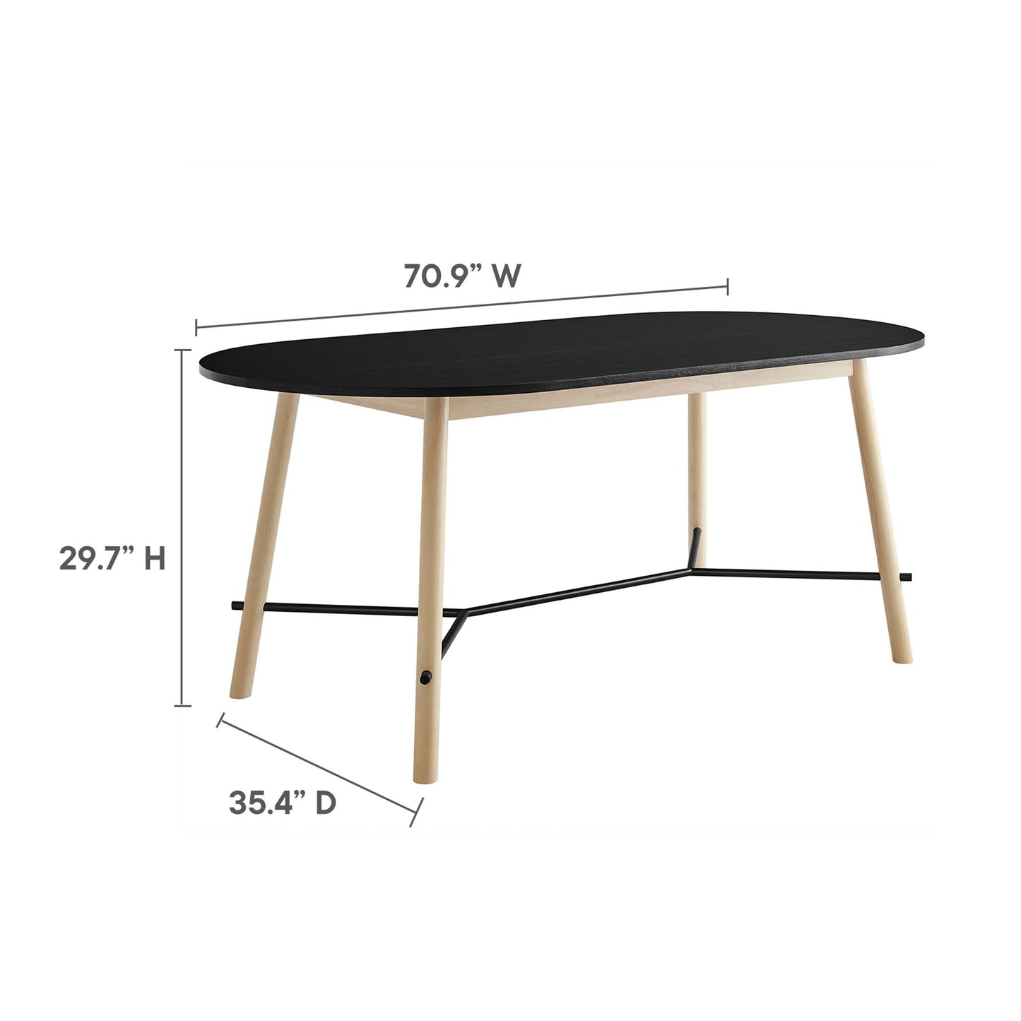 Infuse 71" Wood Grain Dining Table by Modway EEI-6836-BLK-OAK