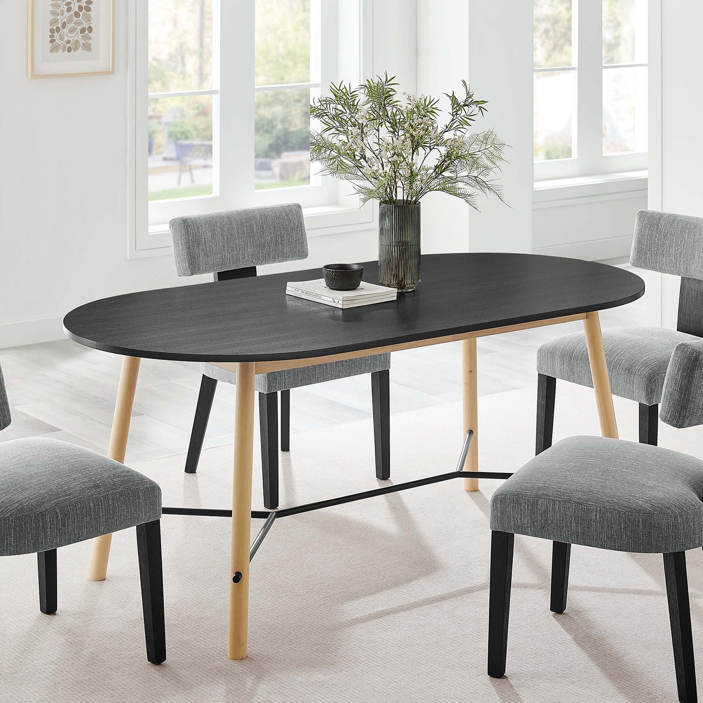 Infuse 71" Wood Grain Dining Table by Modway EEI-6836-BLK-OAK