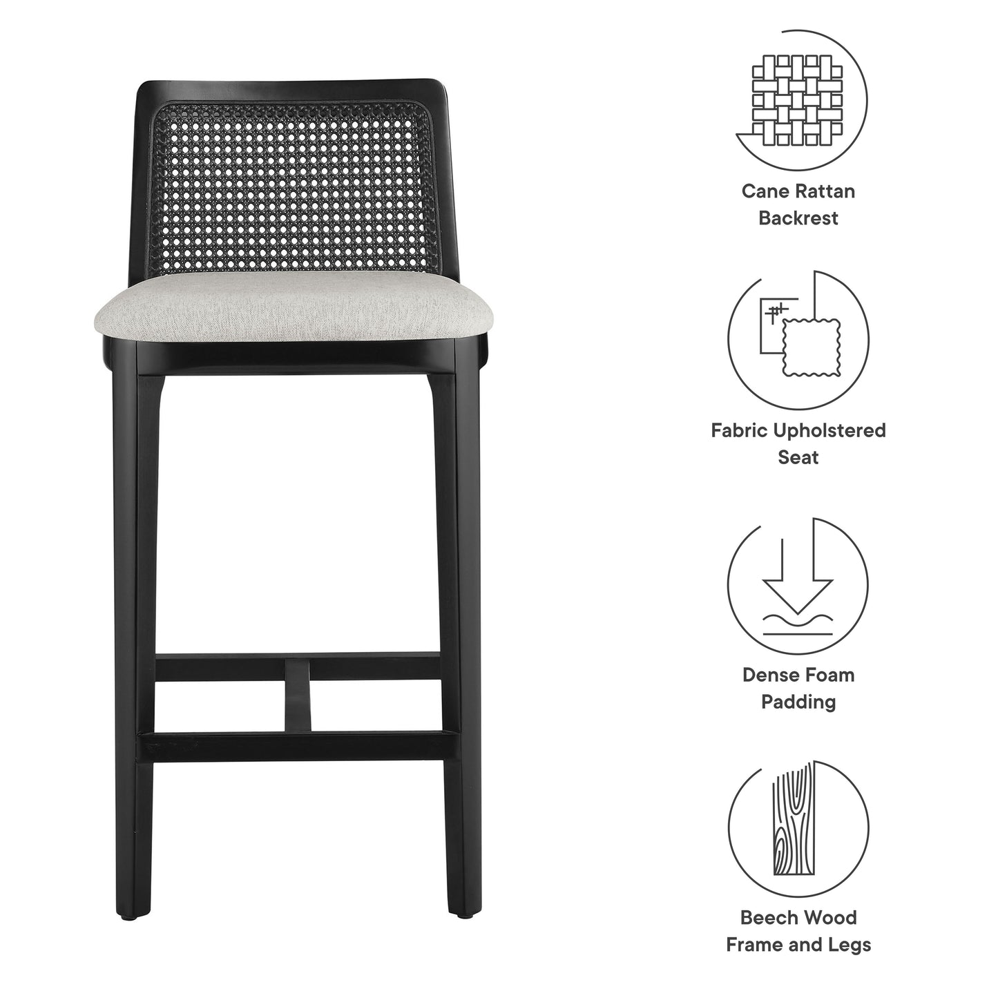 Monarch Wood and Rattan Bar and Counter Stool by Modway