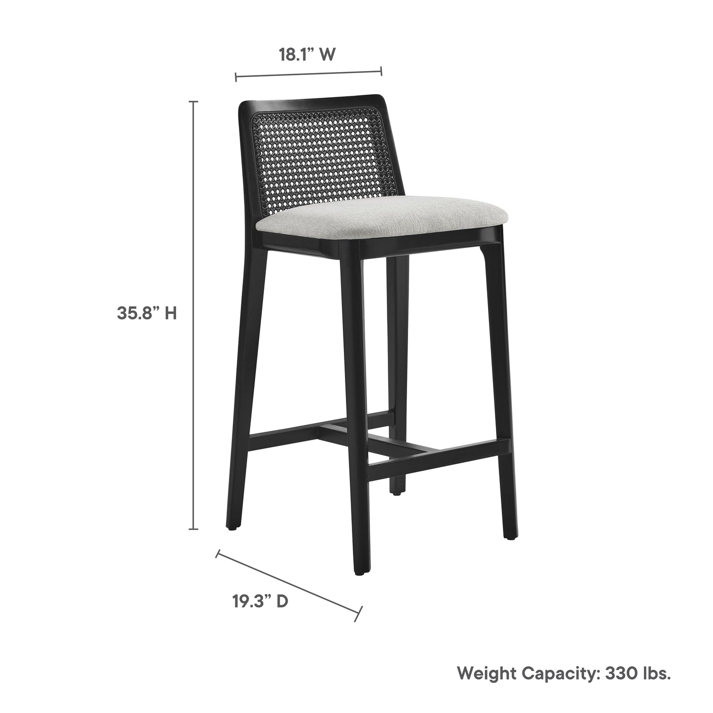 Monarch Wood and Rattan Bar and Counter Stool by Modway