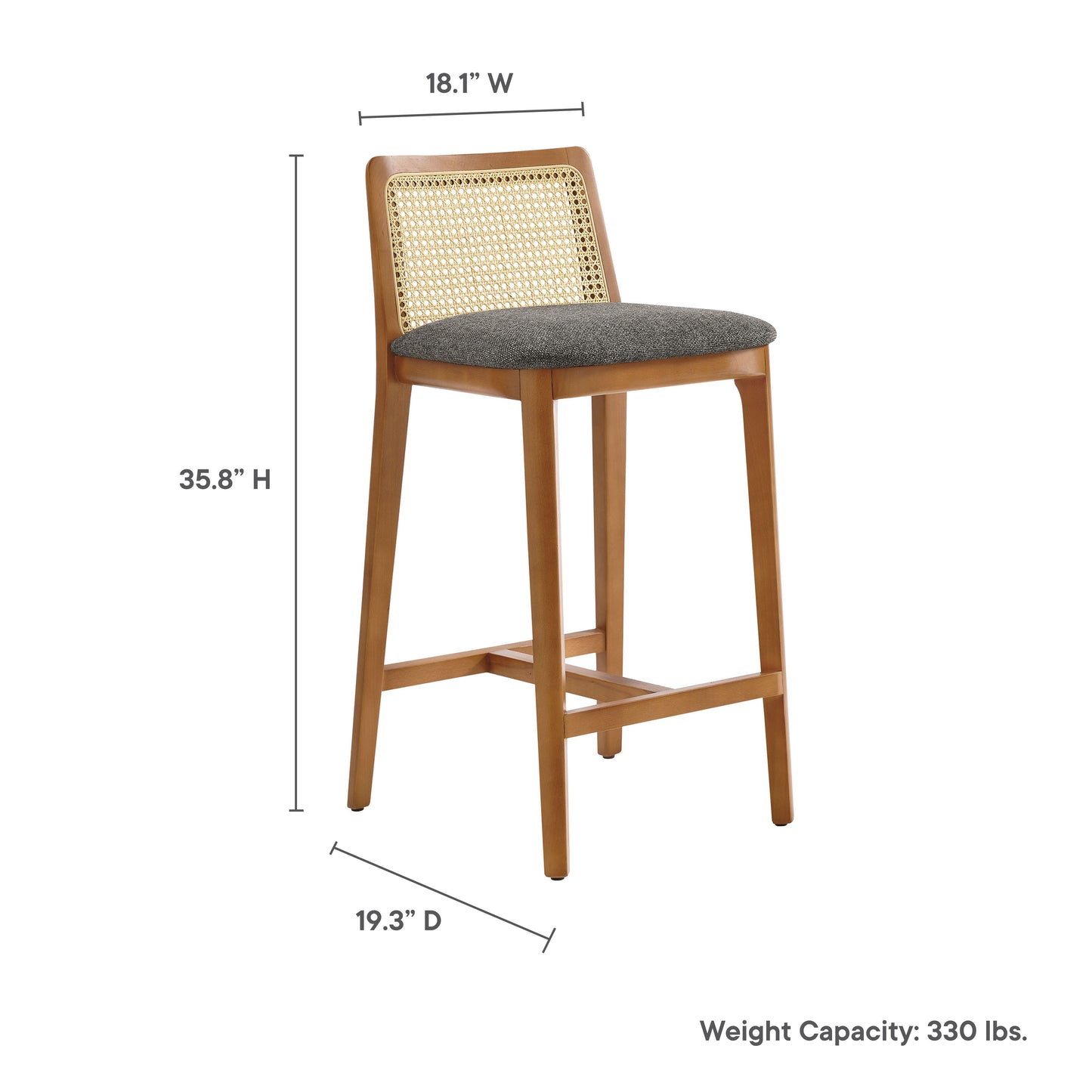 Monarch Wood and Rattan Bar and Counter Stool by Modway