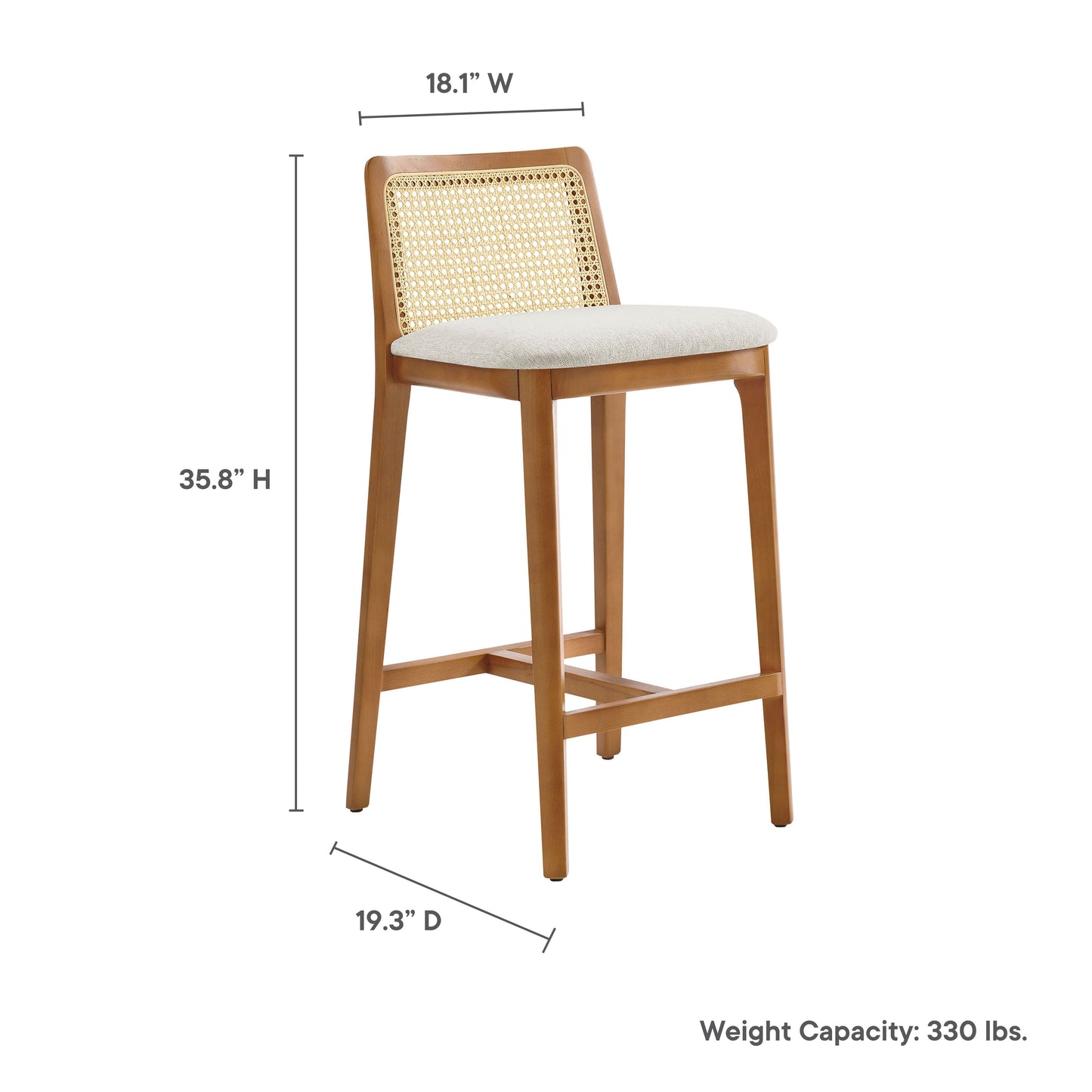 Monarch Wood and Rattan Bar and Counter Stool by Modway