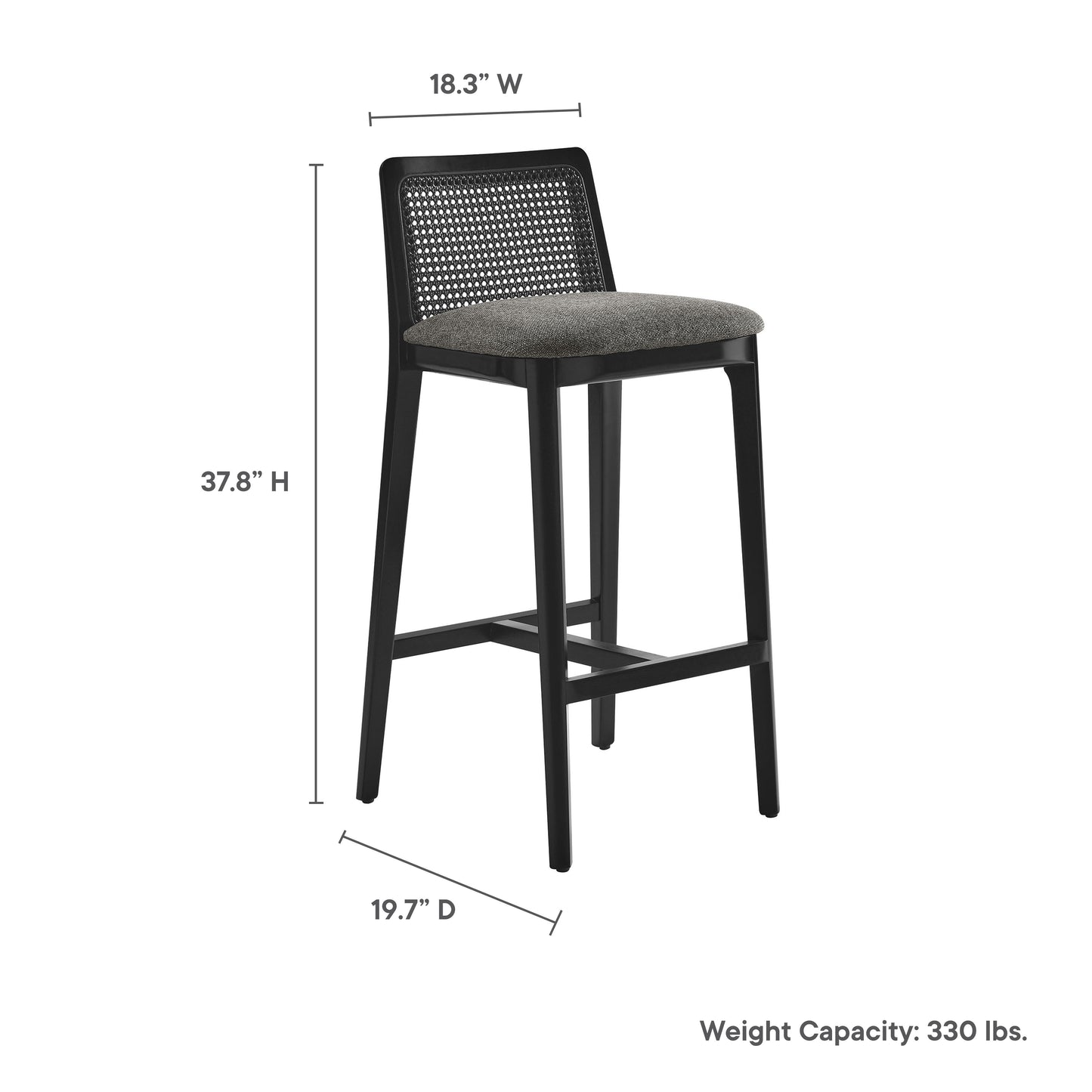 Monarch Wood and Rattan Bar and Counter Stool by Modway