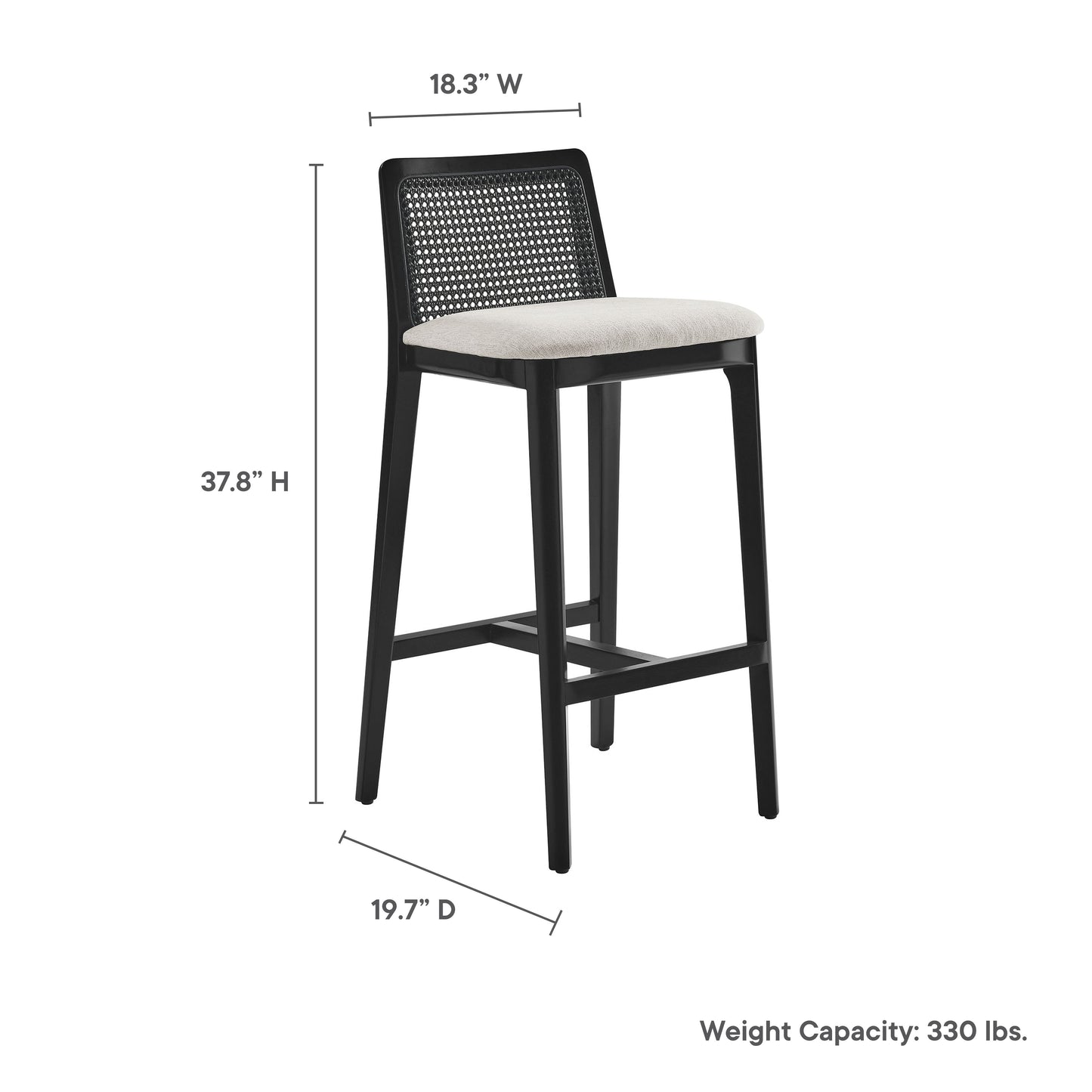 Monarch Wood and Rattan Bar and Counter Stool by Modway
