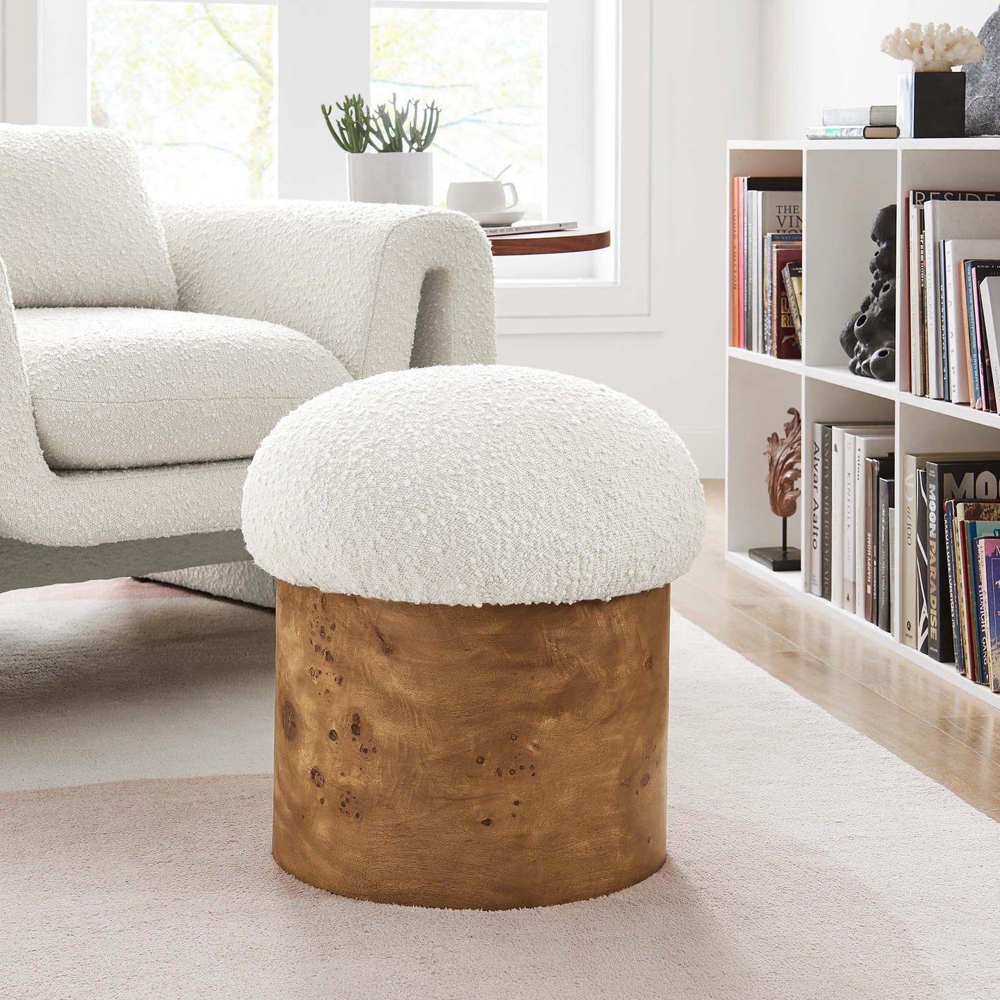 Breeze Boucle Upholstered Ottoman by Modway EEI-6850-IVO-BUR