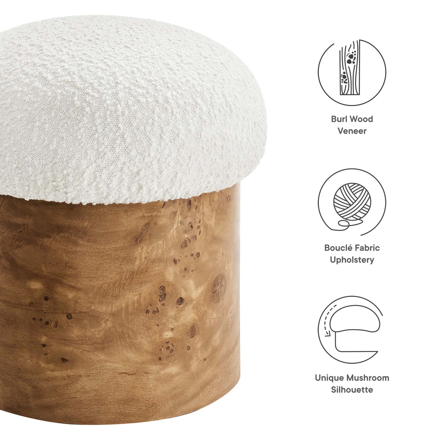 Breeze Boucle Upholstered Ottoman by Modway EEI-6850-IVO-BUR