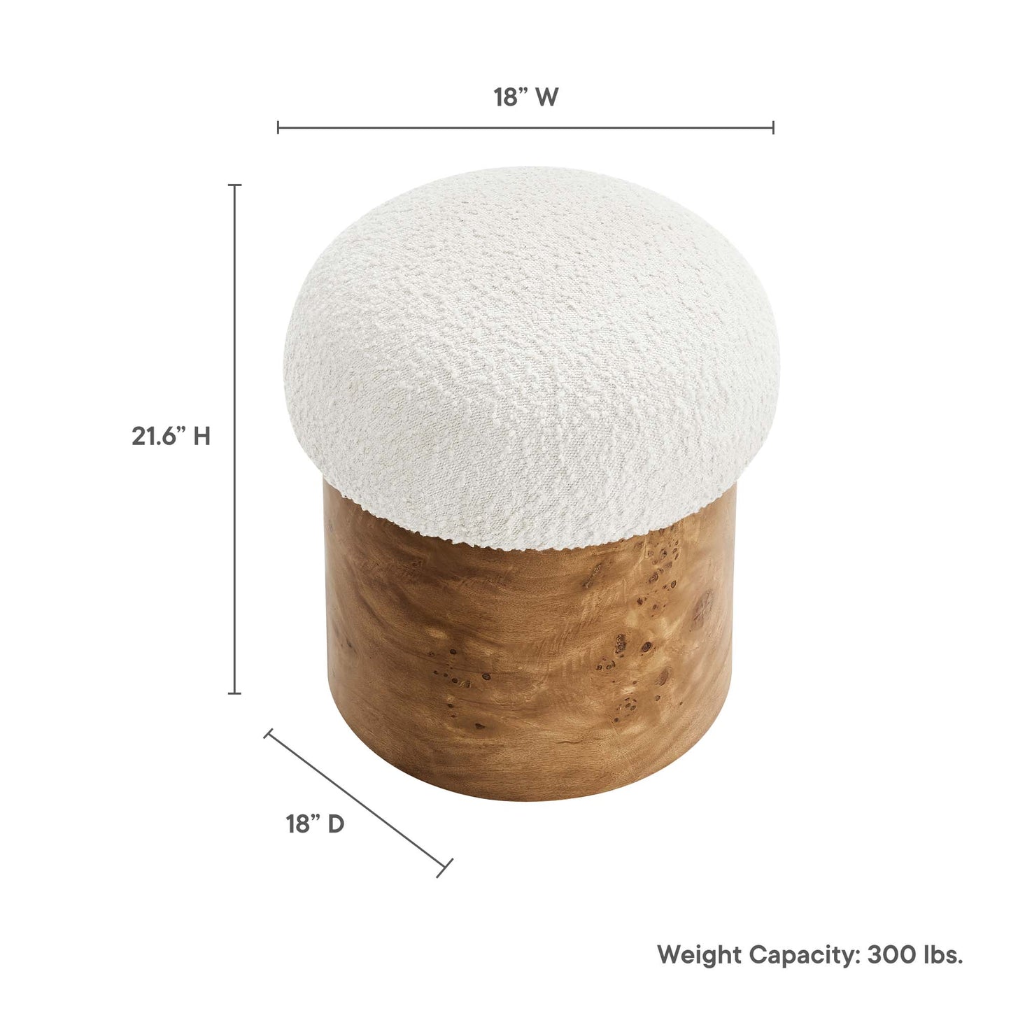 Breeze Boucle Upholstered Ottoman by Modway EEI-6850-IVO-BUR