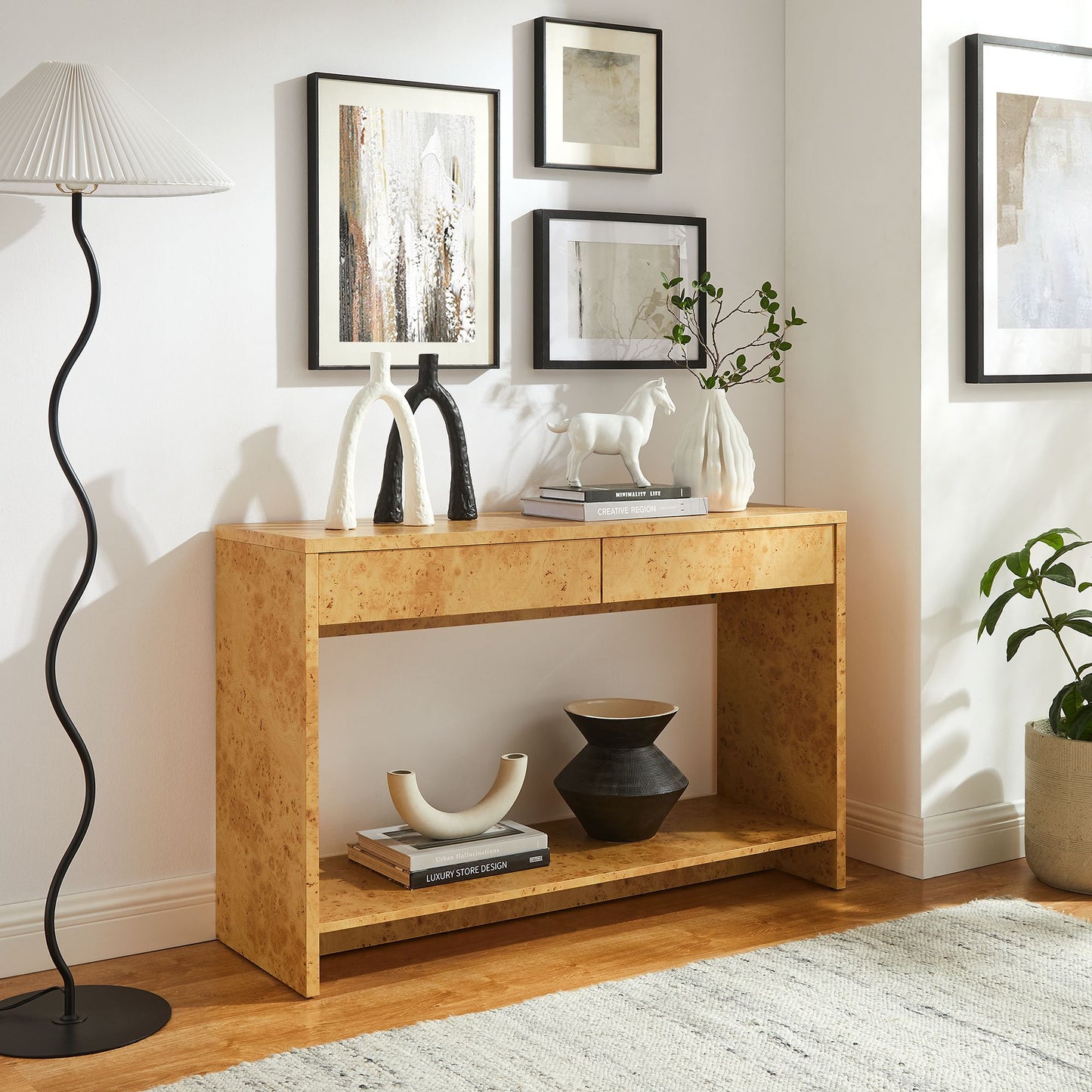 Hudson 2-Drawer Burl Wood Console Table by Modway EEI-6857-BUR
