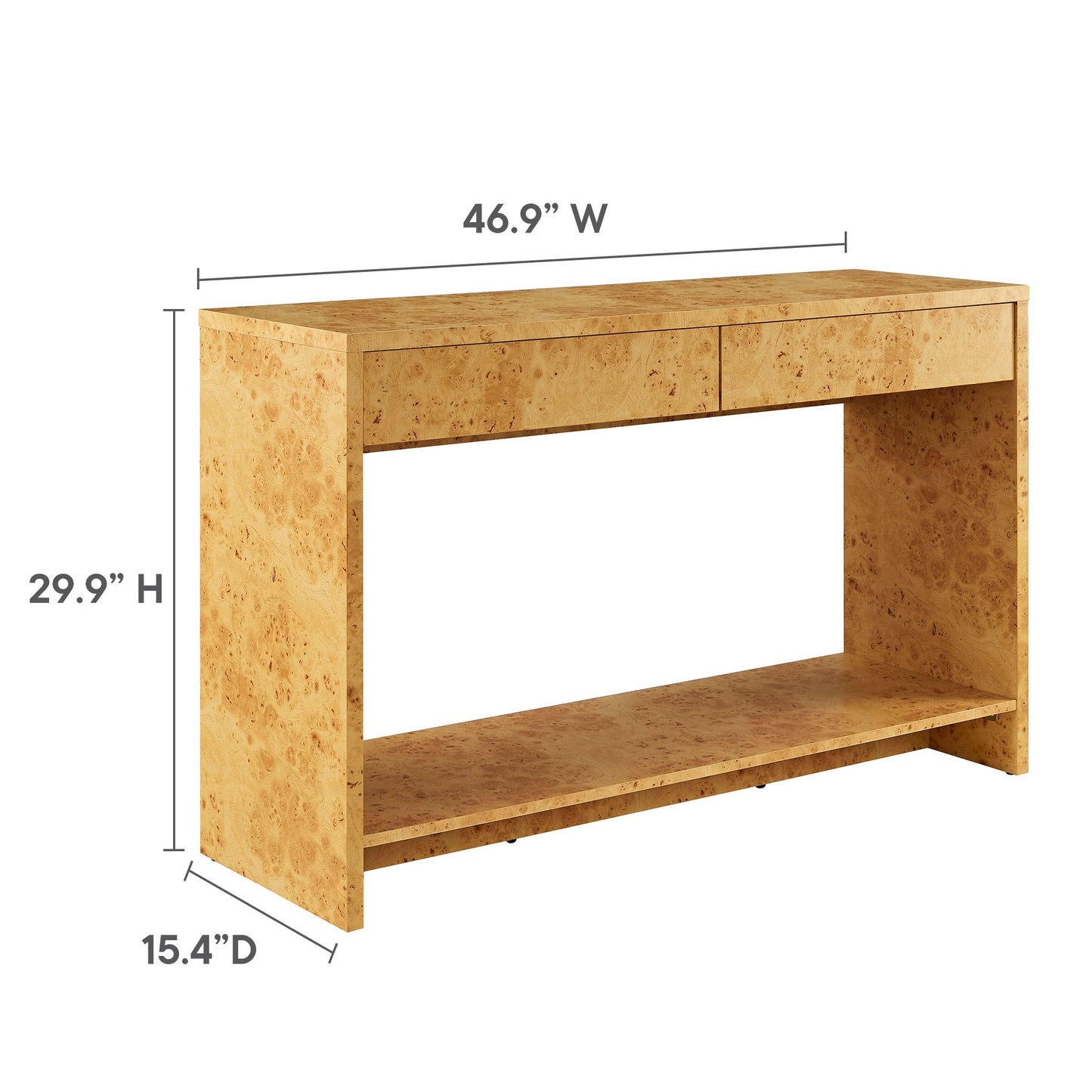 Hudson 2-Drawer Burl Wood Console Table by Modway EEI-6857-BUR