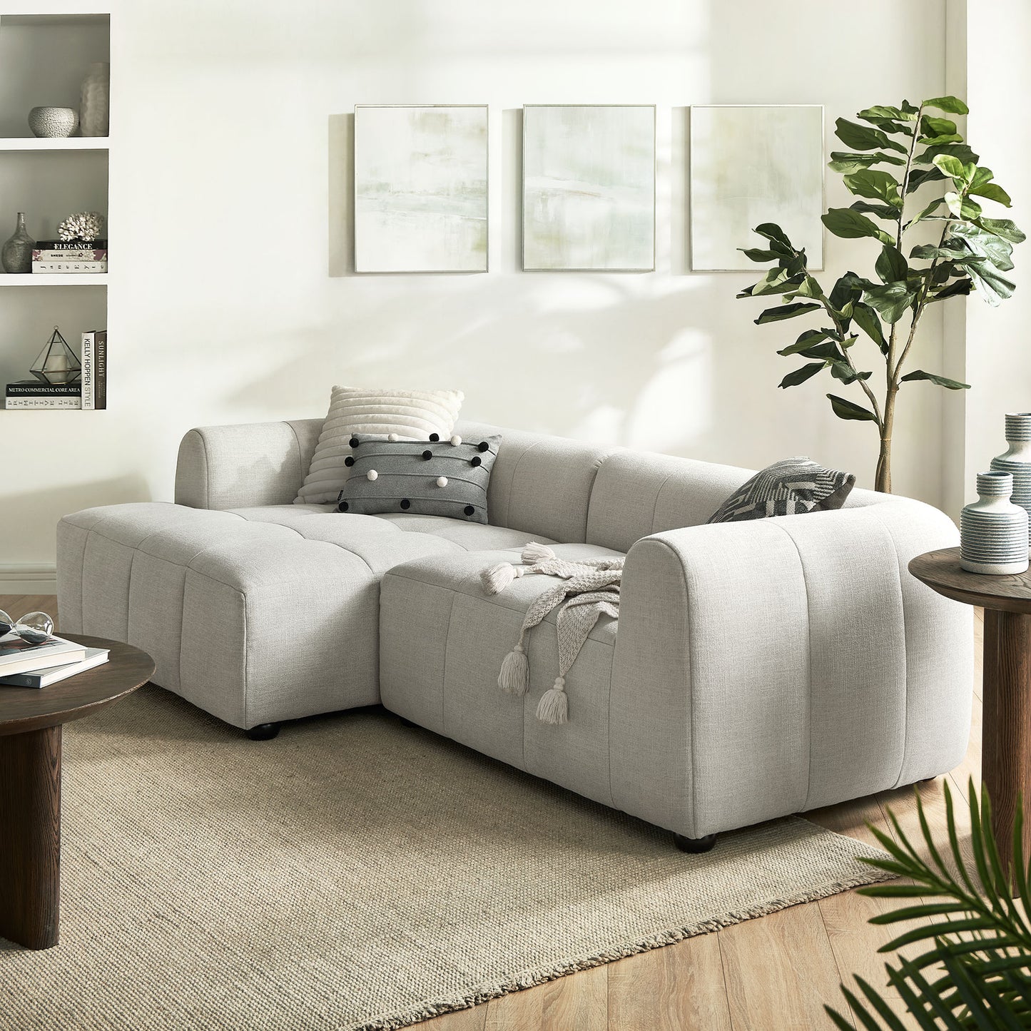 Liana Upholstered Fabric Modular Sofa with Chaise by Modway
