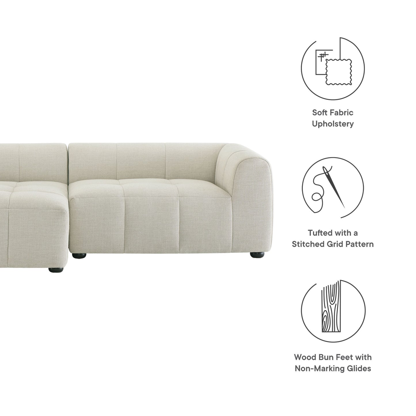 Liana Upholstered Fabric Modular Sofa with Chaise by Modway