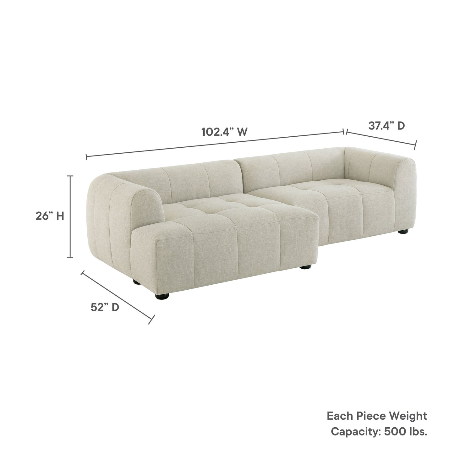 Liana Upholstered Fabric Modular Sofa with Chaise by Modway