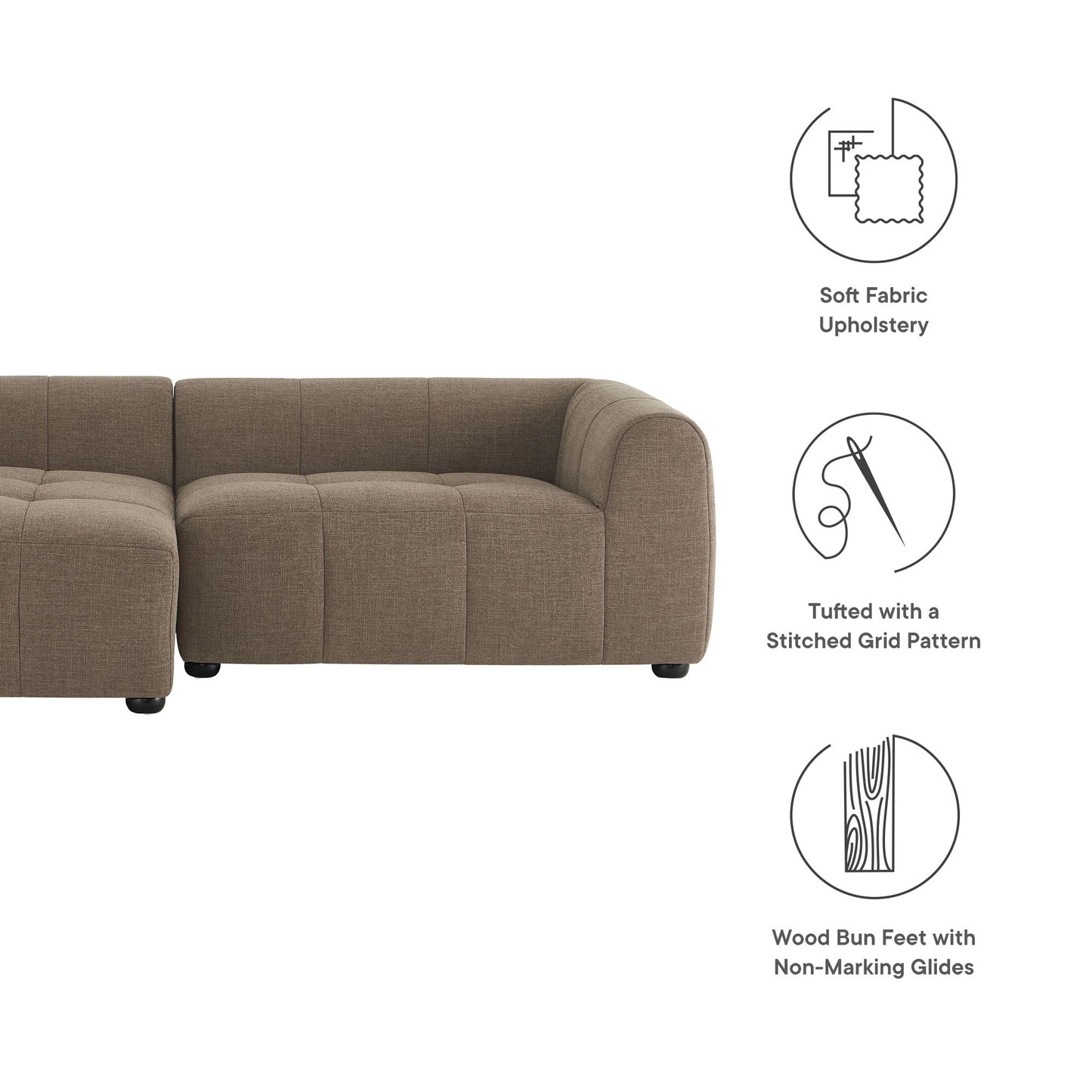 Liana Upholstered Fabric Modular Sofa with Chaise by Modway