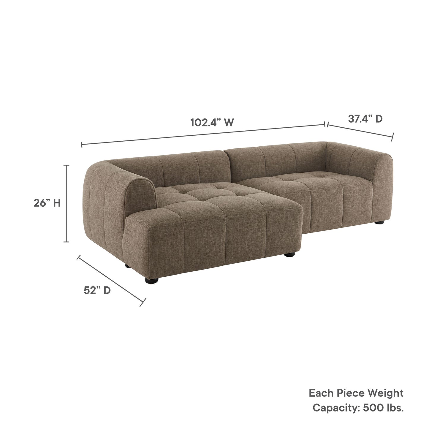 Liana Upholstered Fabric Modular Sofa with Chaise by Modway