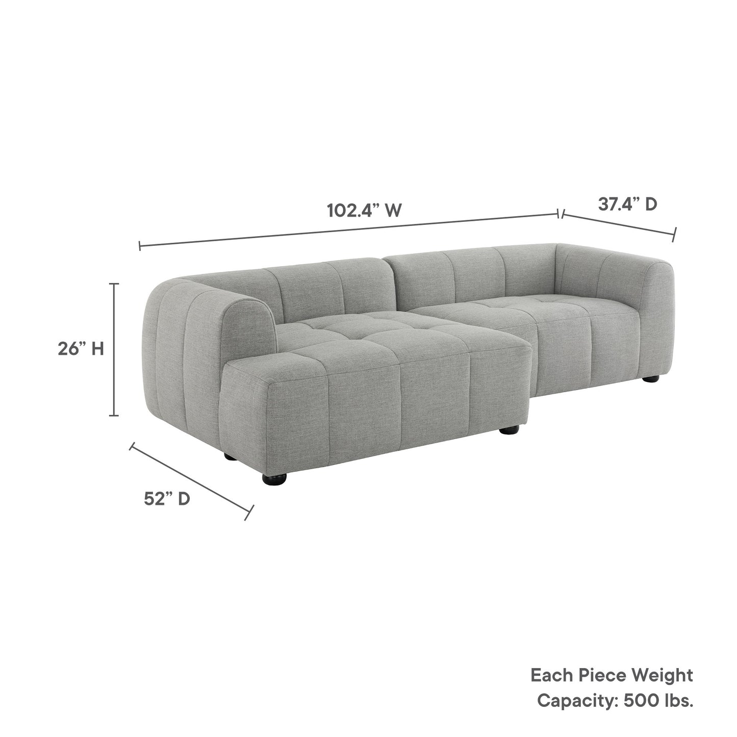 Liana Upholstered Fabric Modular Sofa with Chaise by Modway