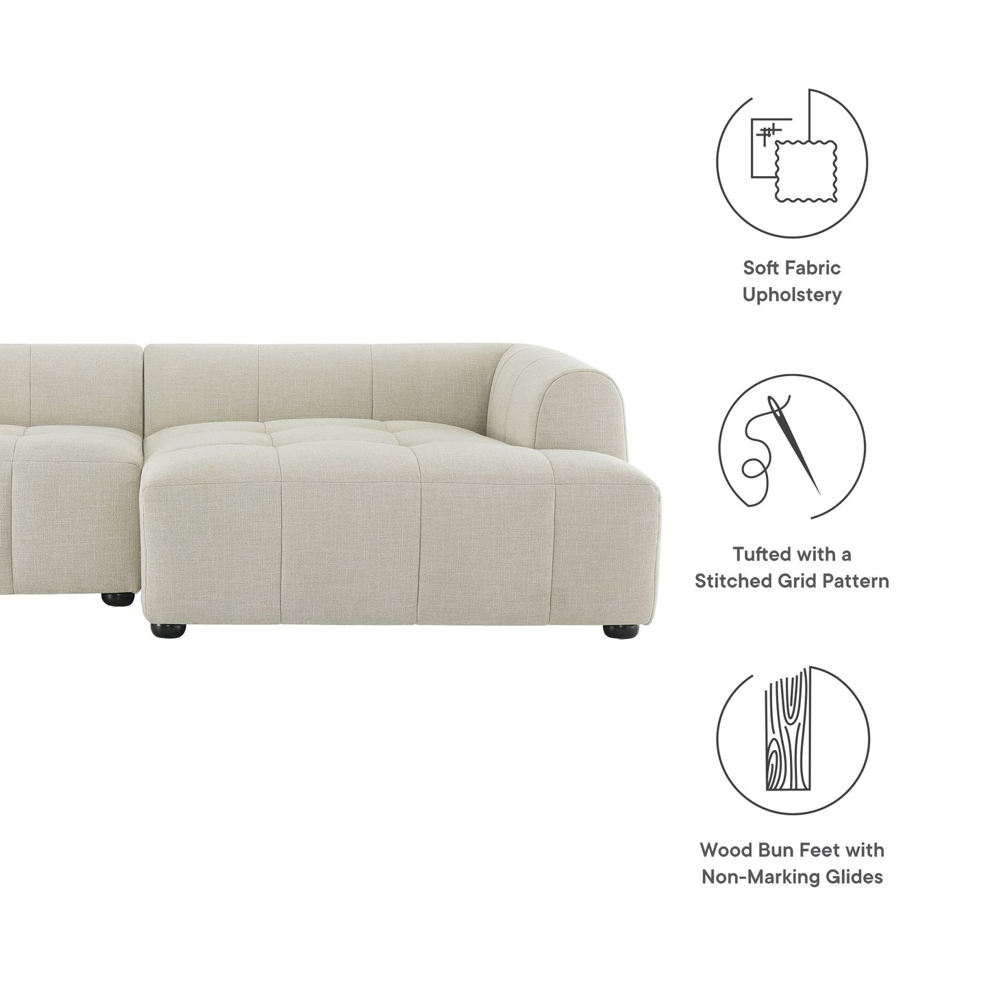 Liana Upholstered Fabric Modular Sofa with Chaise by Modway