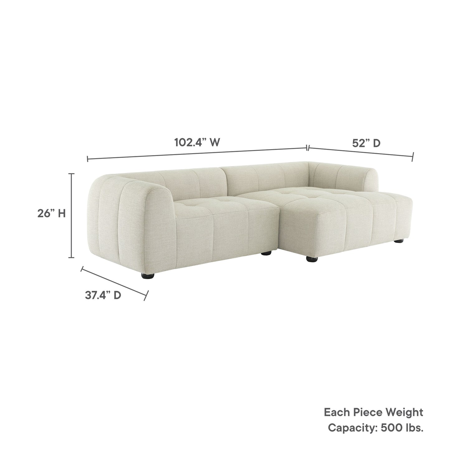 Liana Upholstered Fabric Modular Sofa with Chaise by Modway