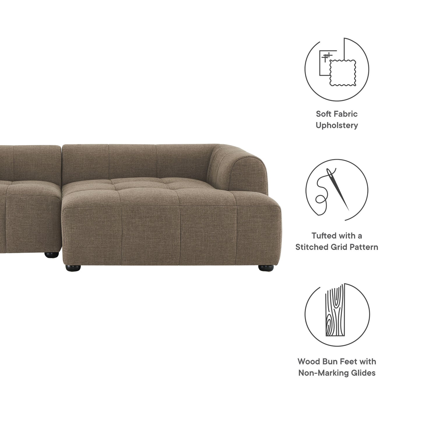 Liana Upholstered Fabric Modular Sofa with Chaise by Modway