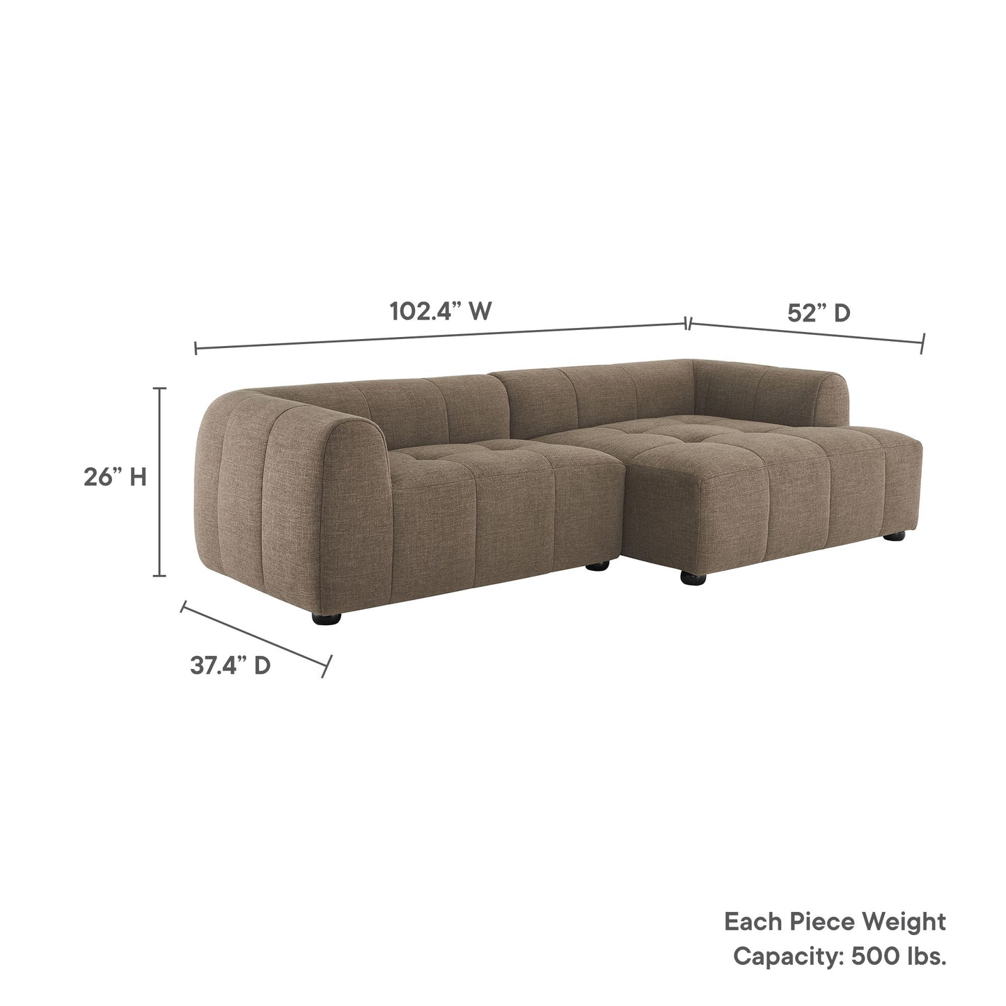 Liana Upholstered Fabric Modular Sofa with Chaise by Modway