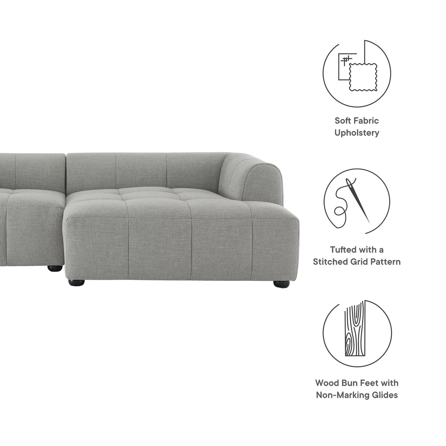 Liana Upholstered Fabric Modular Sofa with Chaise by Modway