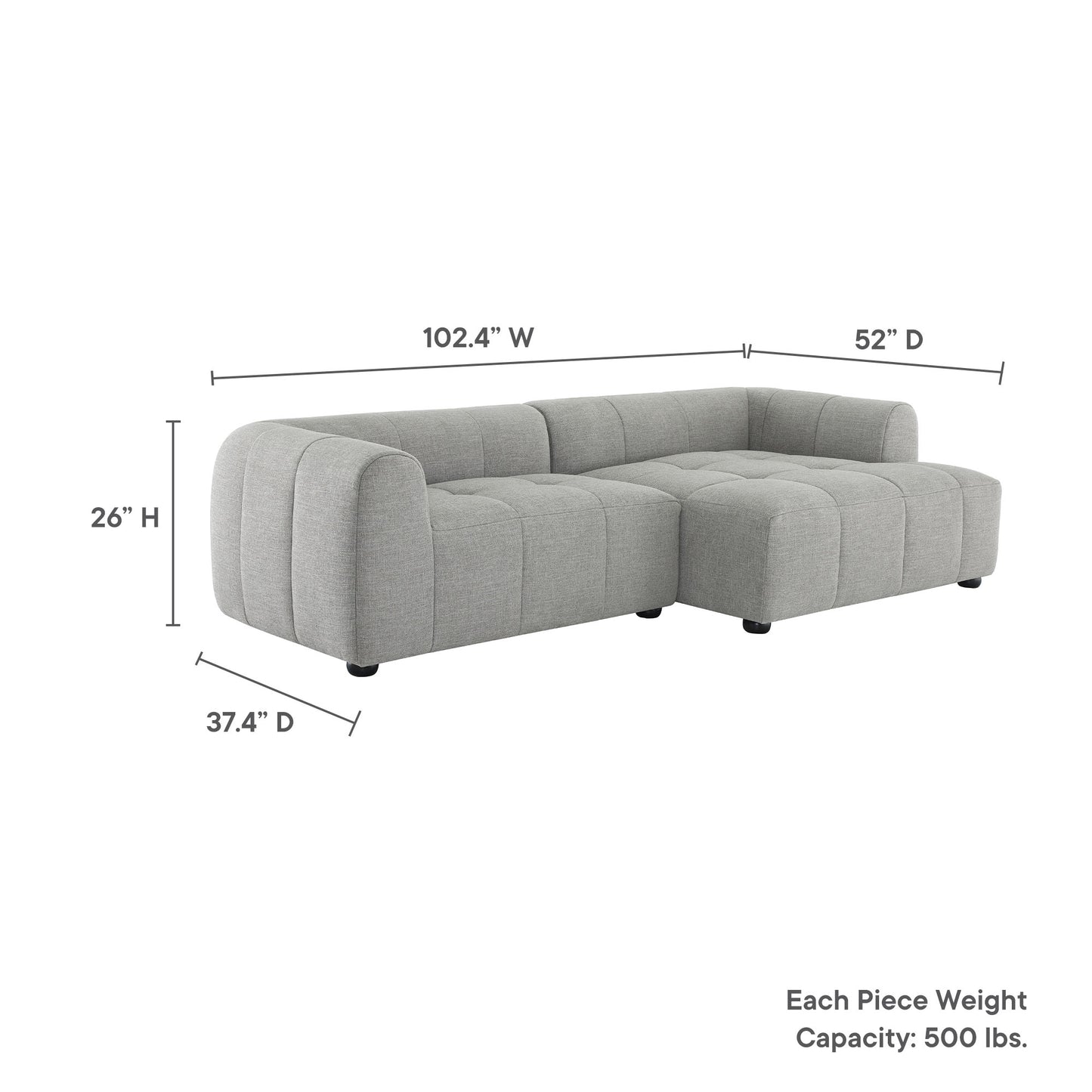 Liana Upholstered Fabric Modular Sofa with Chaise by Modway