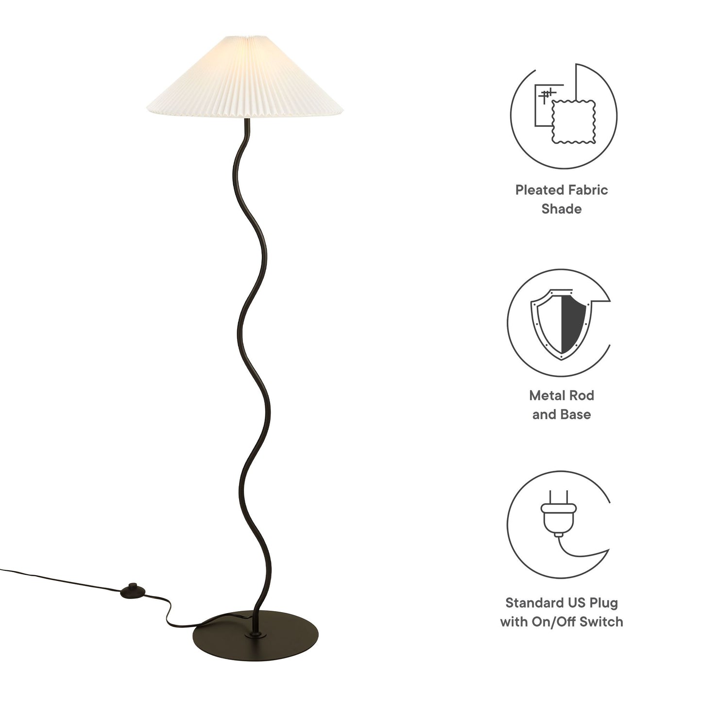 Wave Squiggle Floor Lamp by Modway EEI-6877-BLK