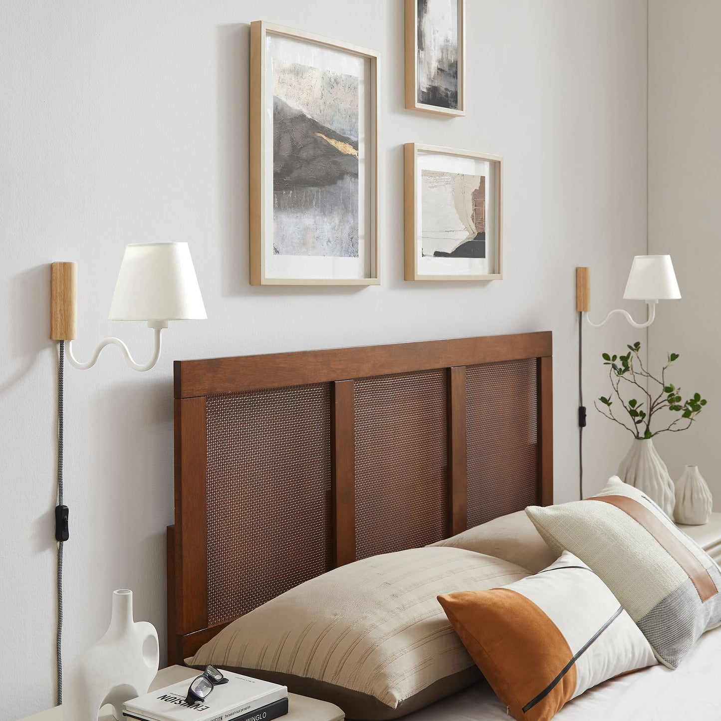 Sunlit Squiggle Arm Wall Sconce by Modway EEI-6881-NAT-WHI